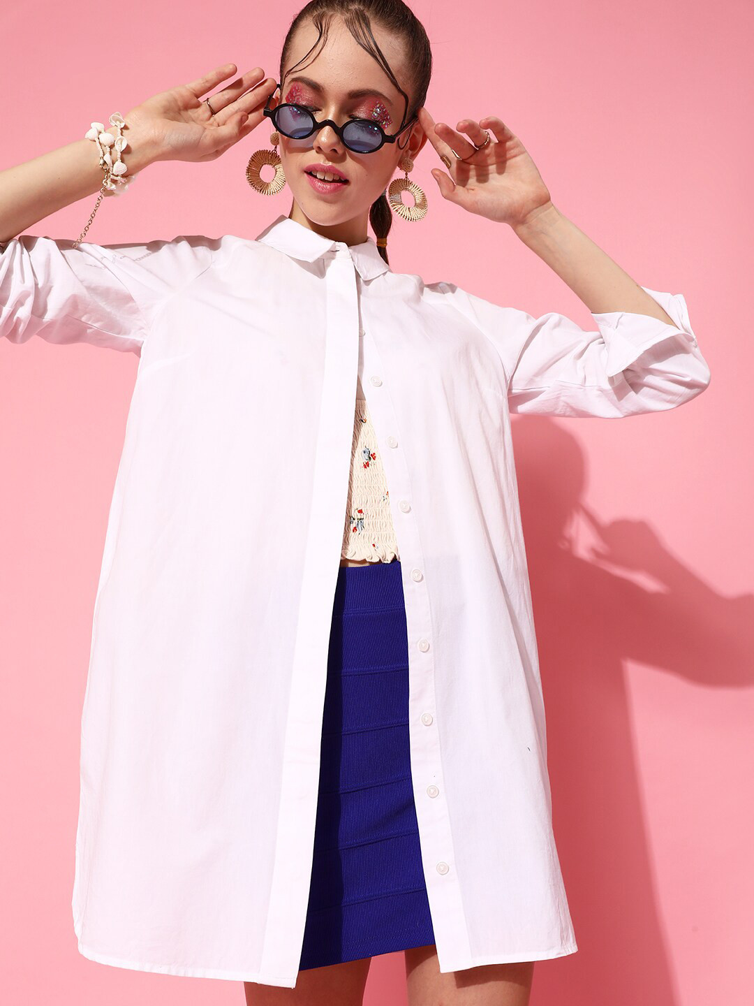 STREET 9 Women Classic White Solid Boxy  Shirt