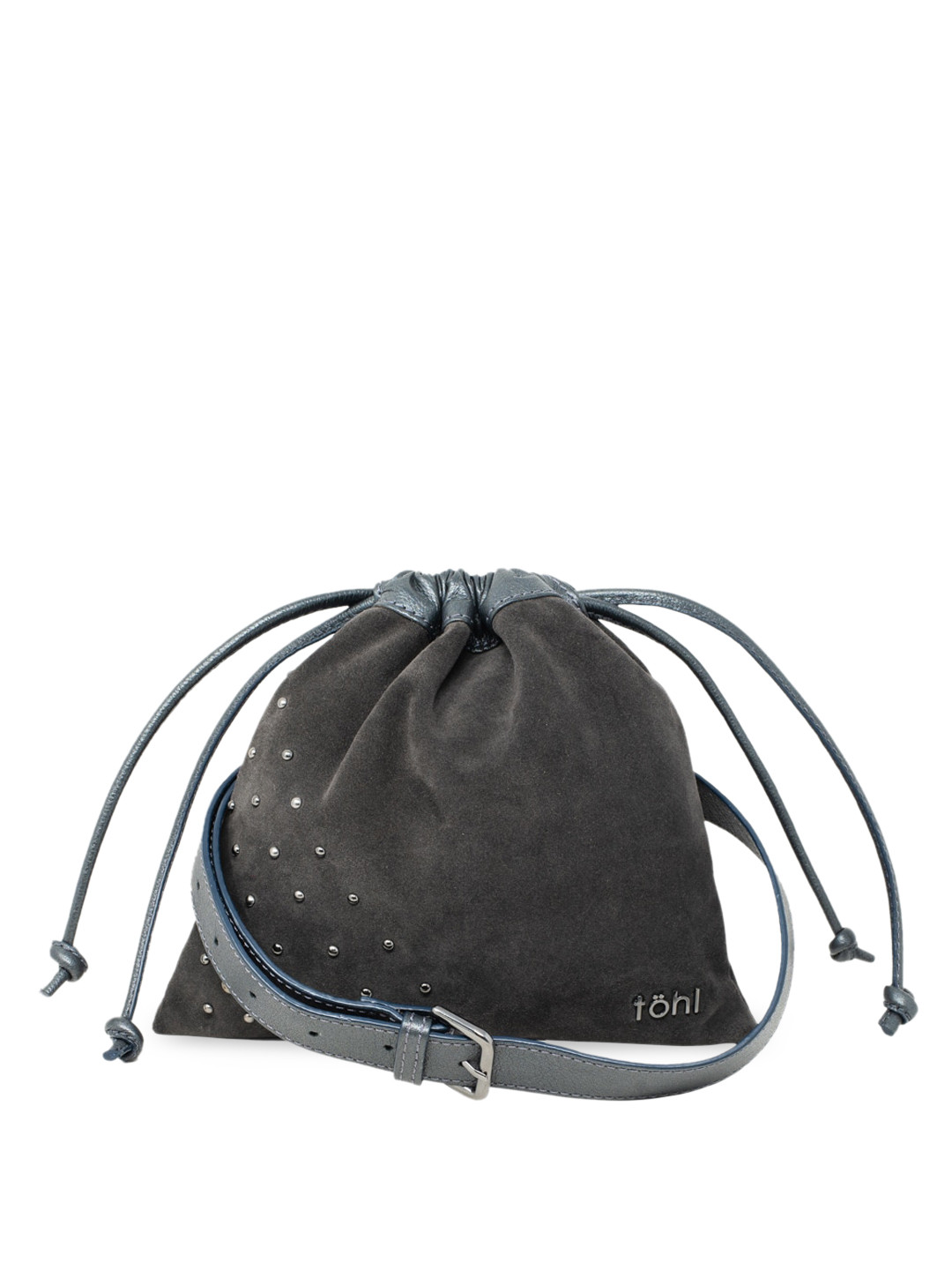 tohl Charcoal Leather Half Moon  Women Waist Pouch-Handheld Bag