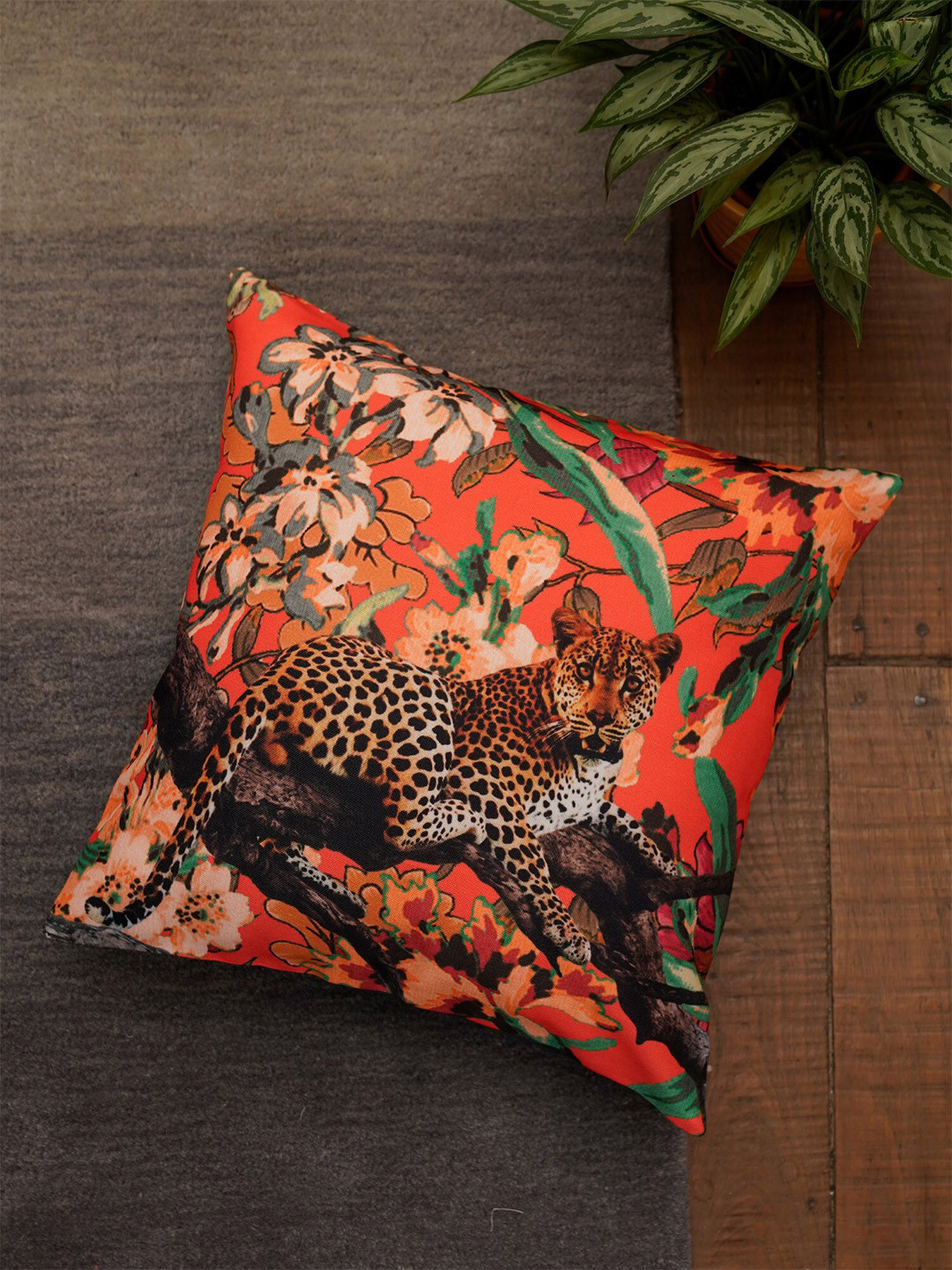 ZEBA Red & Green Quirky Square Cushion Covers