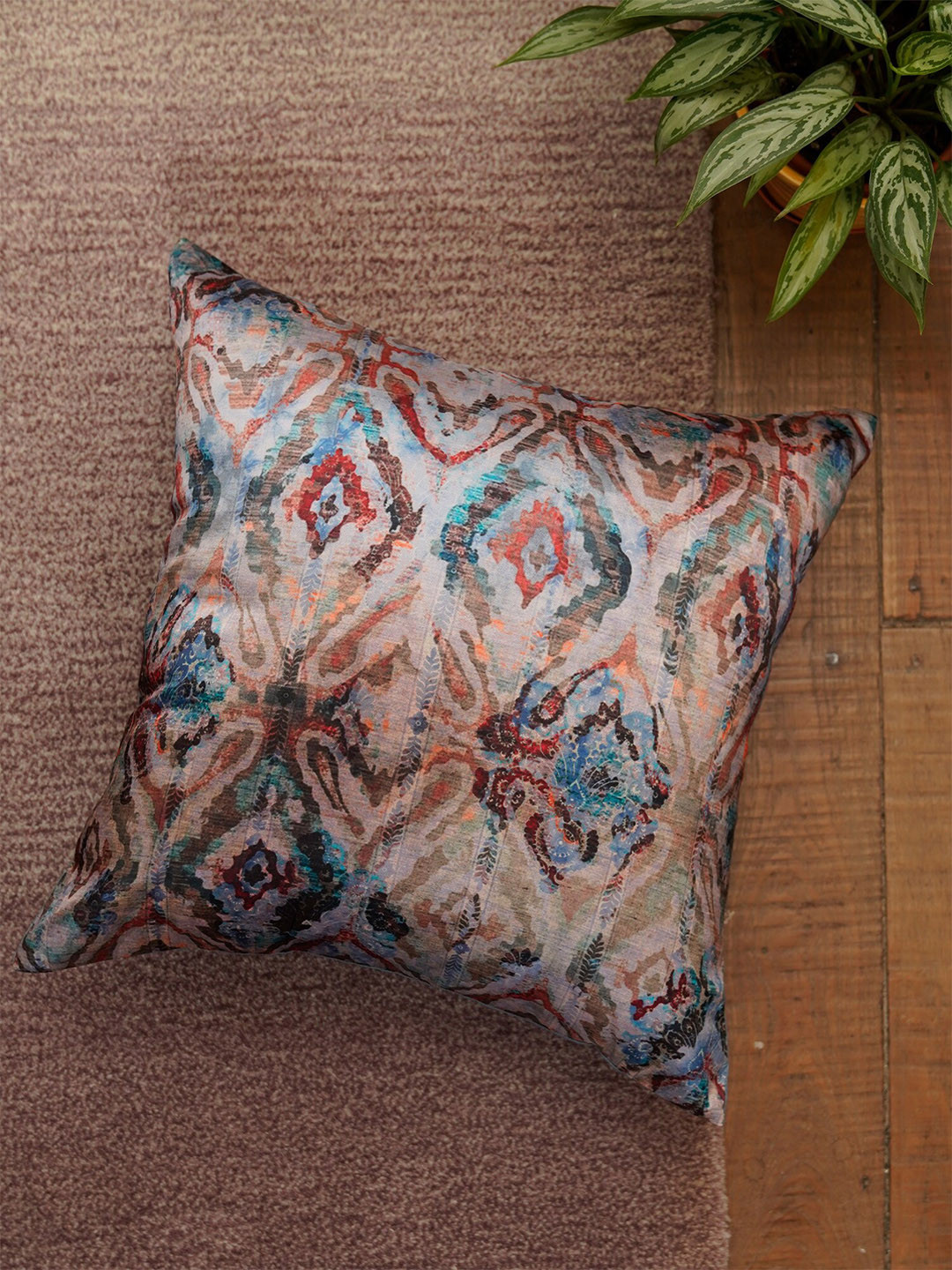 ZEBA White & Blue Abstract Square Cushion Covers