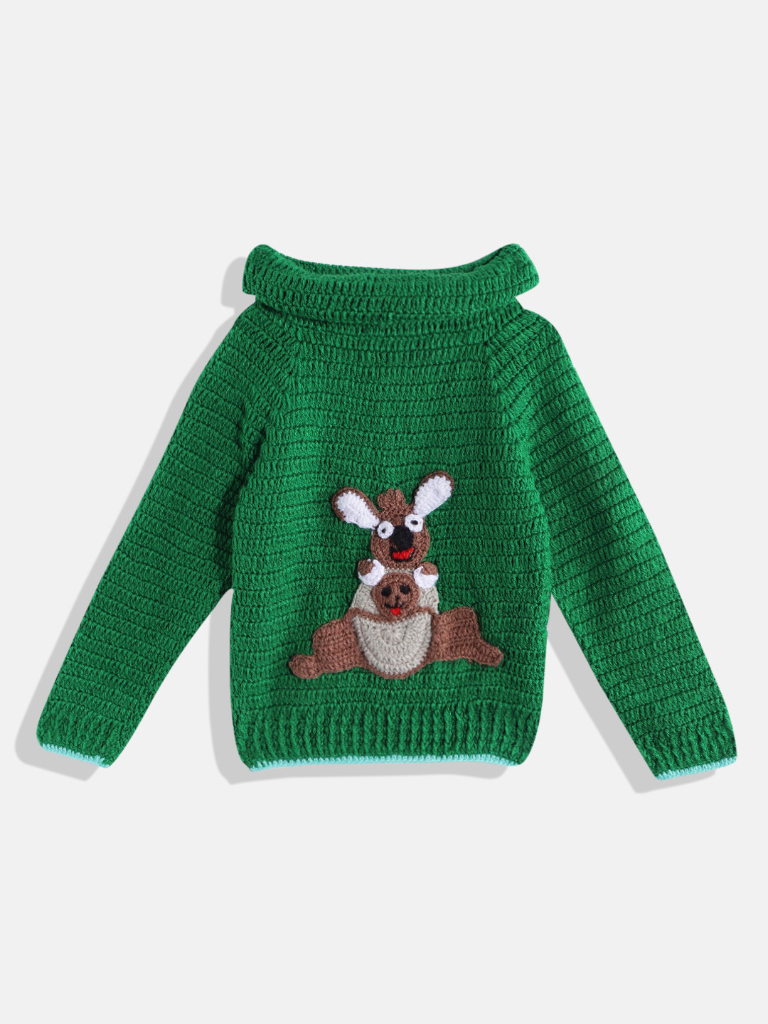 CHUTPUT Kids Green Solid Cardigan with Applique Detail
