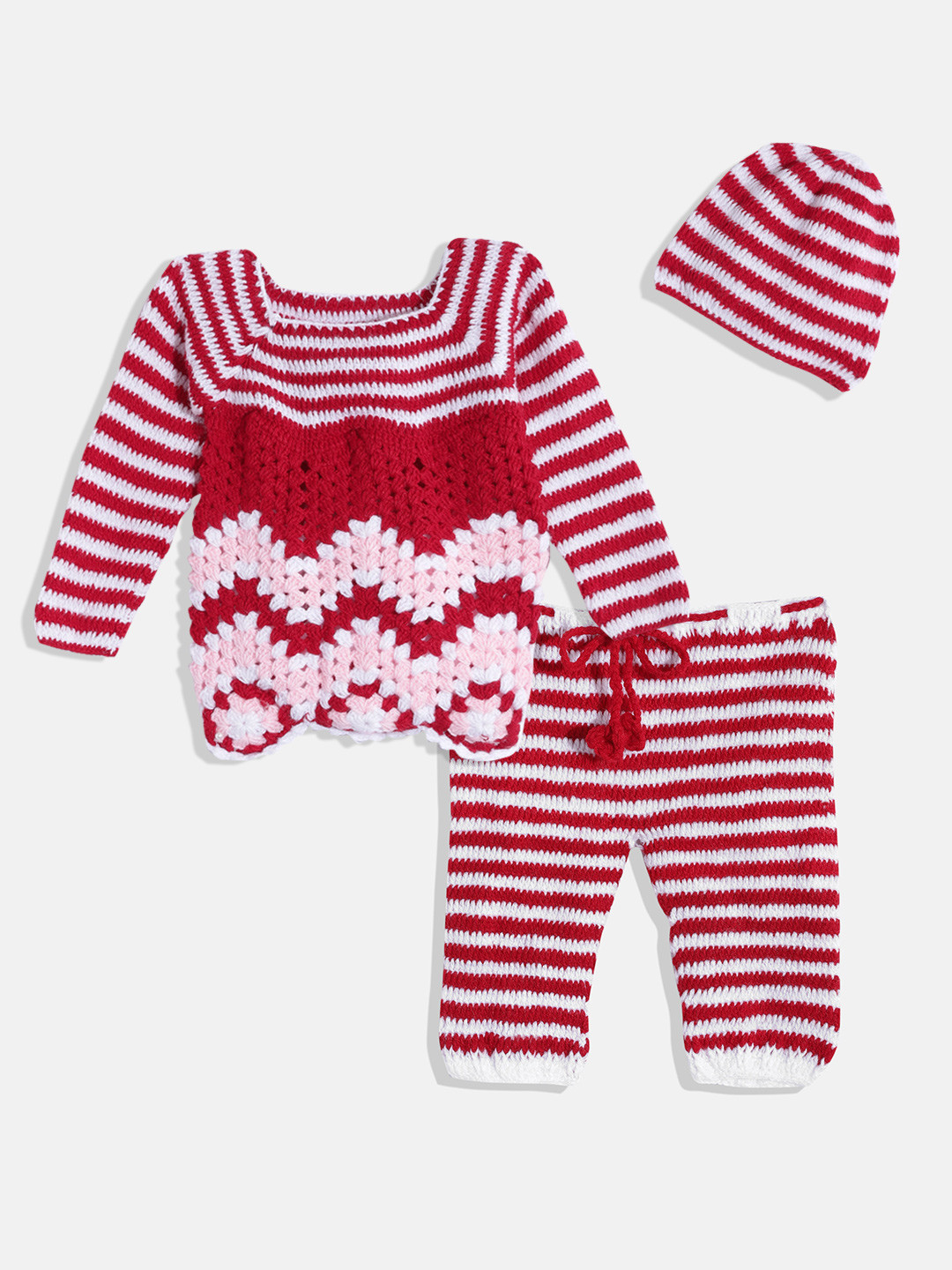 CHUTPUT Kids Red & White Striped Top with Pyjamas