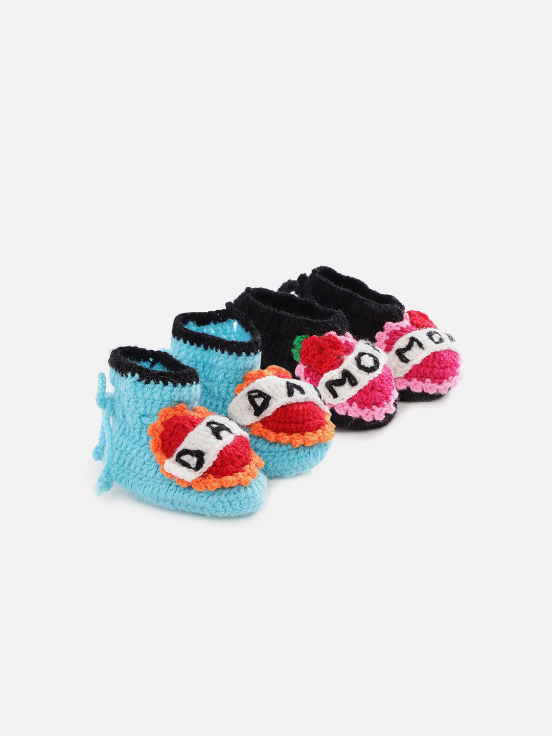CHUTPUT Kids Set of 2 Blue & Pink Crochet Booties