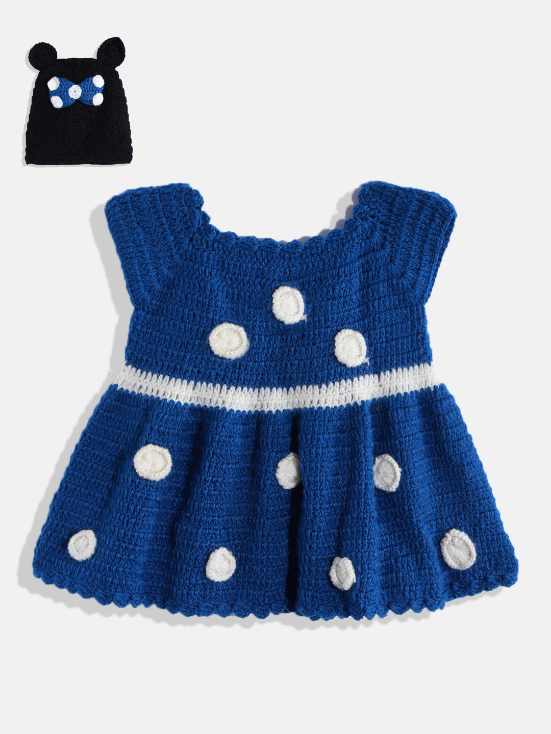 CHUTPUT Blue & White Jumper Dress with Beanie
