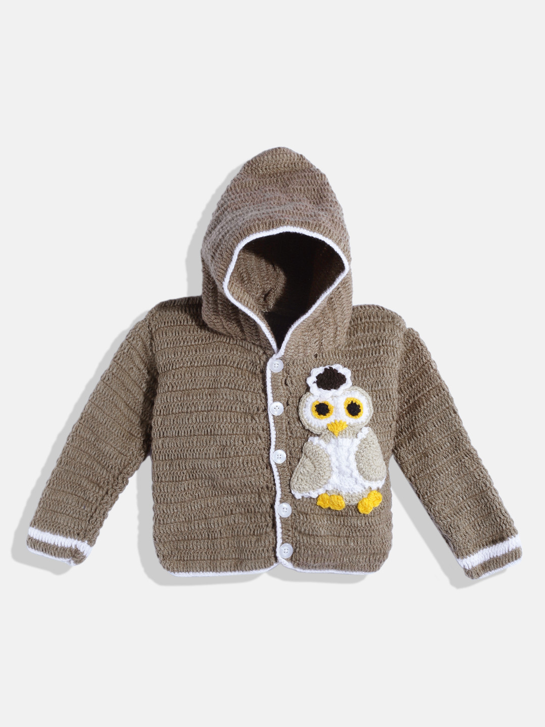CHUTPUT Kids Brown SolidCardigan with Applique Detail