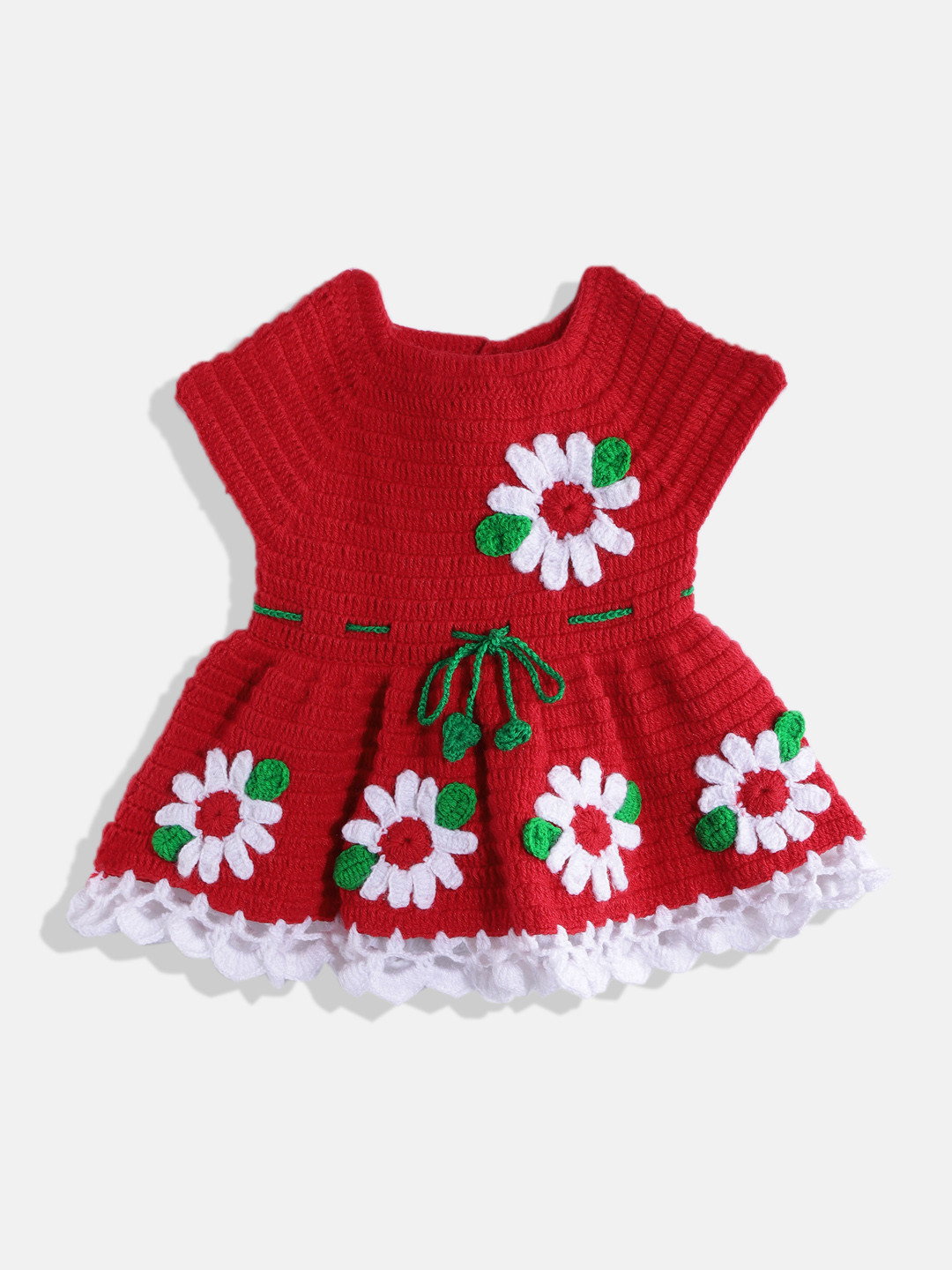 CHUTPUT Red & White Floral Embroidered Jumper Dress