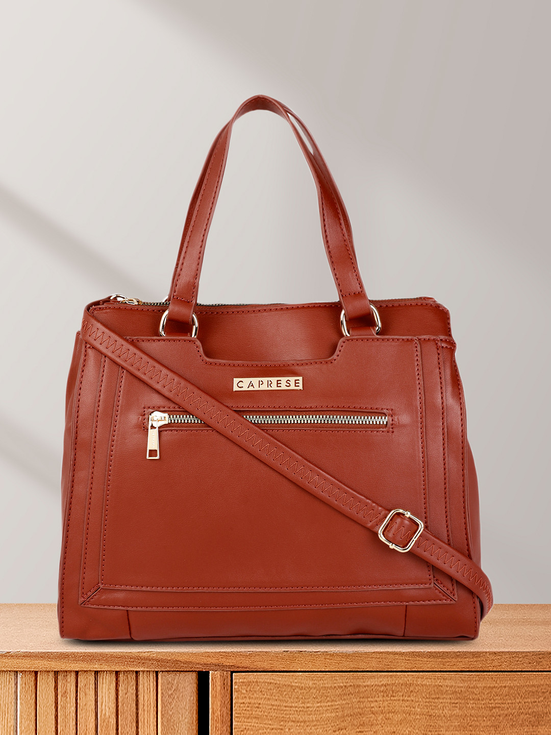 Caprese Rust Structured Handheld Bag