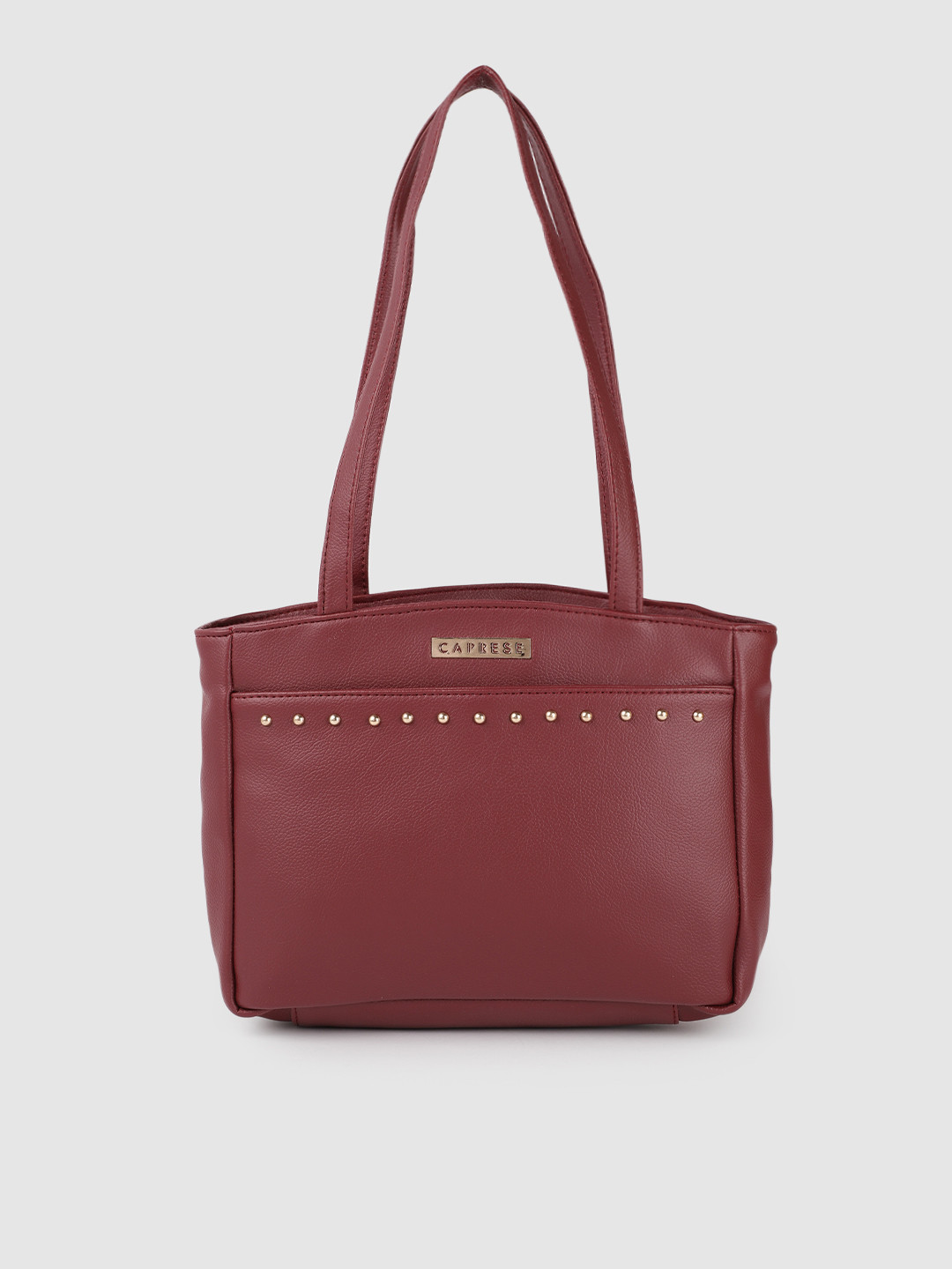 Caprese Burgundy Structured Tote Bag