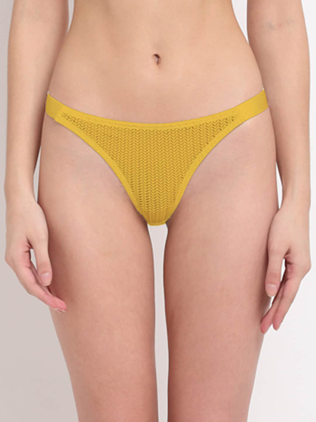Aoba Women Mustard Self Design Thongs
