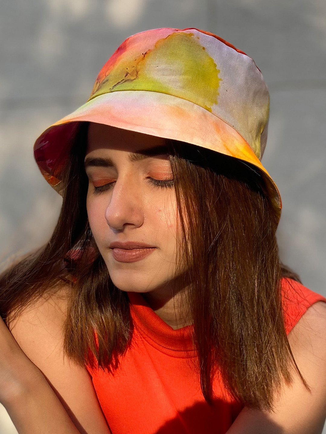 HAIR DRAMA CO. Women Orange & Yellow Printed Hat