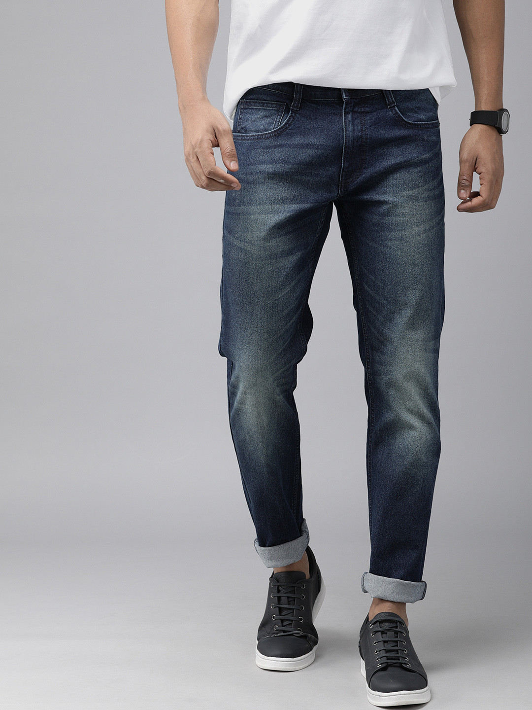 Pepe Jeans Men Blue Vapour Tapered Fit Low-Rise Light Fade Stretchable Jeans