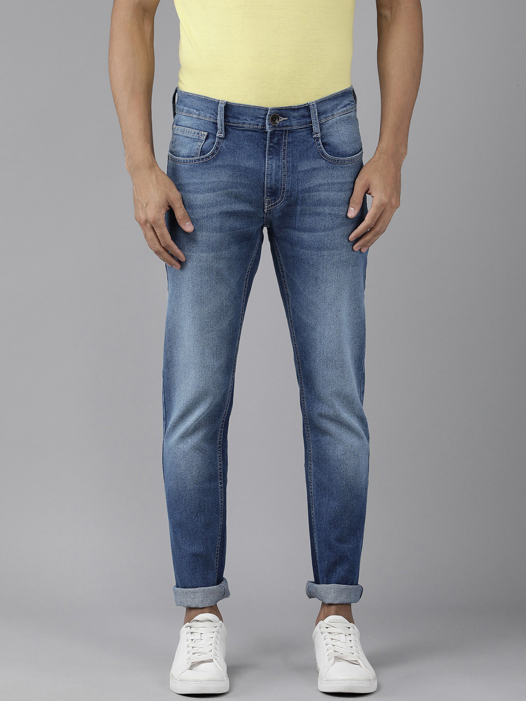 Pepe Jeans Men Blue Vapour Slim Fit Heavy Fade Stretchable Jeans