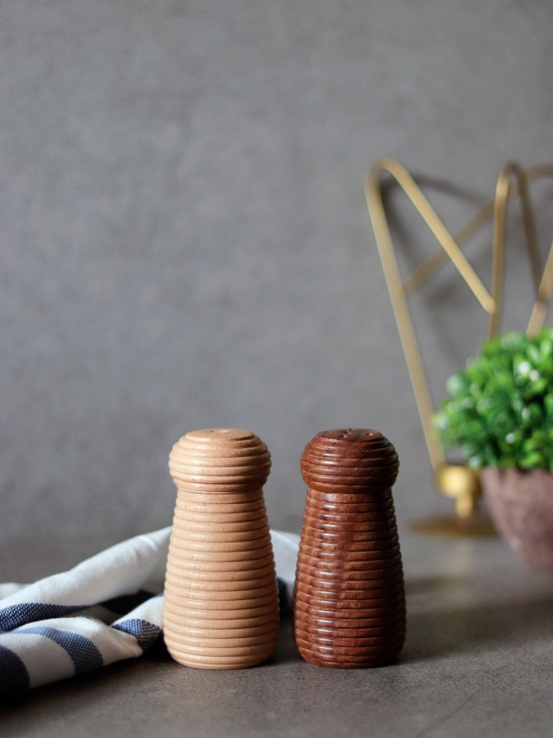 Unravel India Brown Set of 2 Salt & Pepper Wooden Shakers