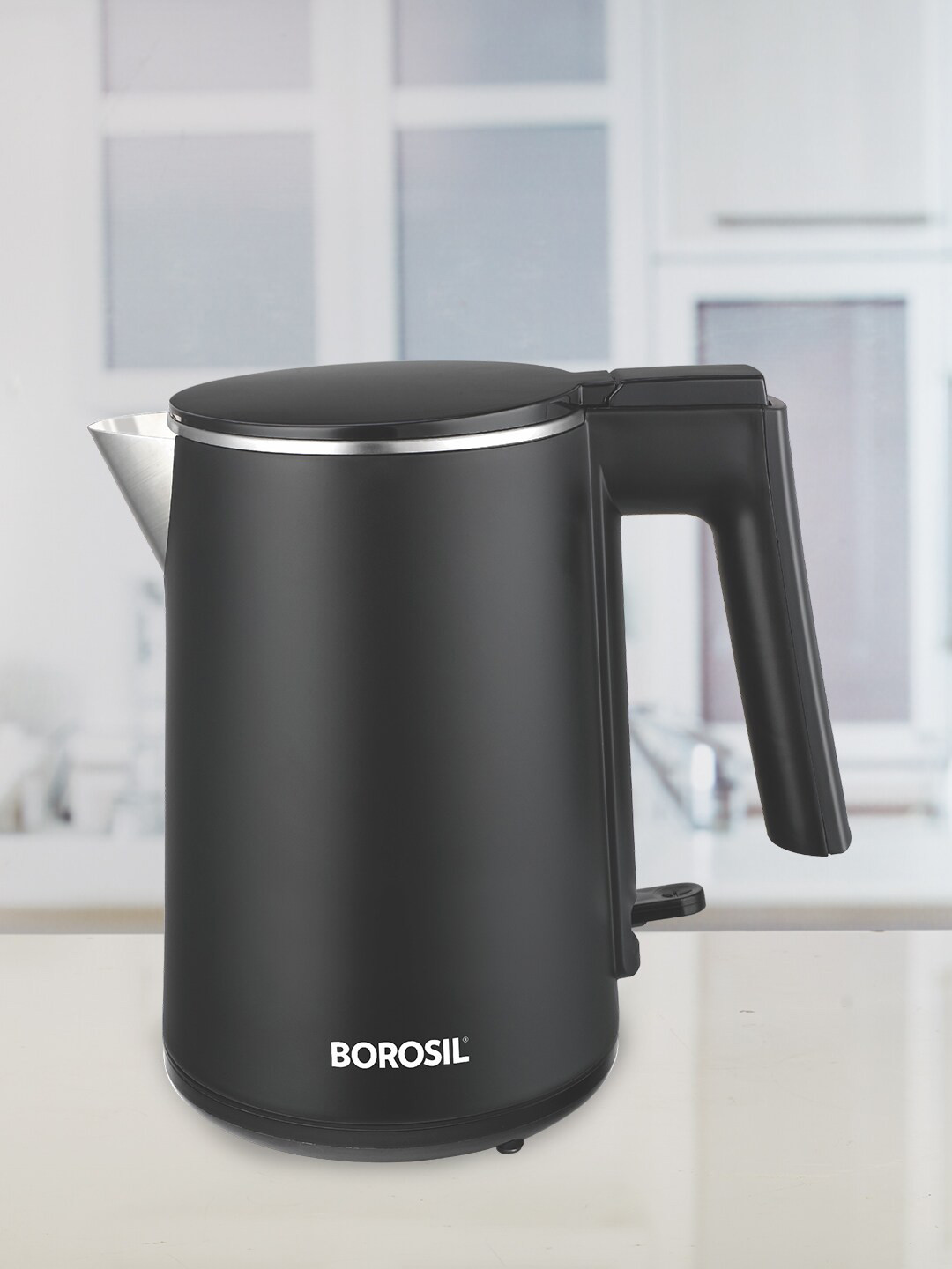 BOROSIL Black Cooltouch Stainless Steel Electric Kettle, 1 L