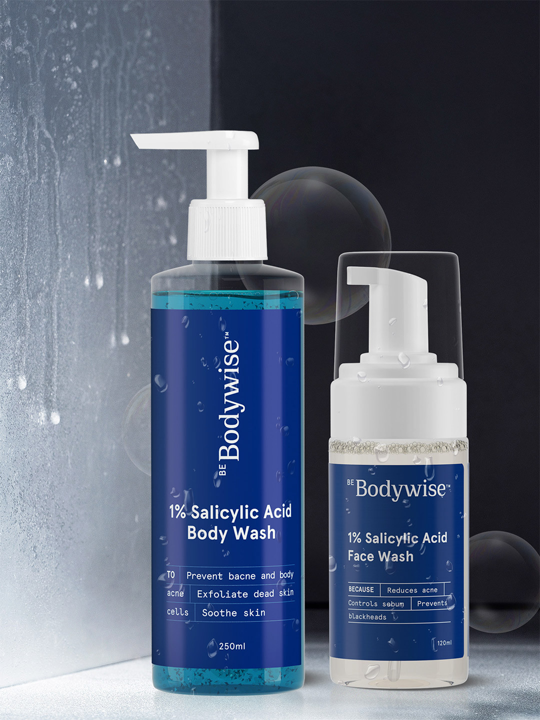 Be Bodywise Set of Salicylic Acid Foaming Face Wash 120ml & Body Wash 250ml