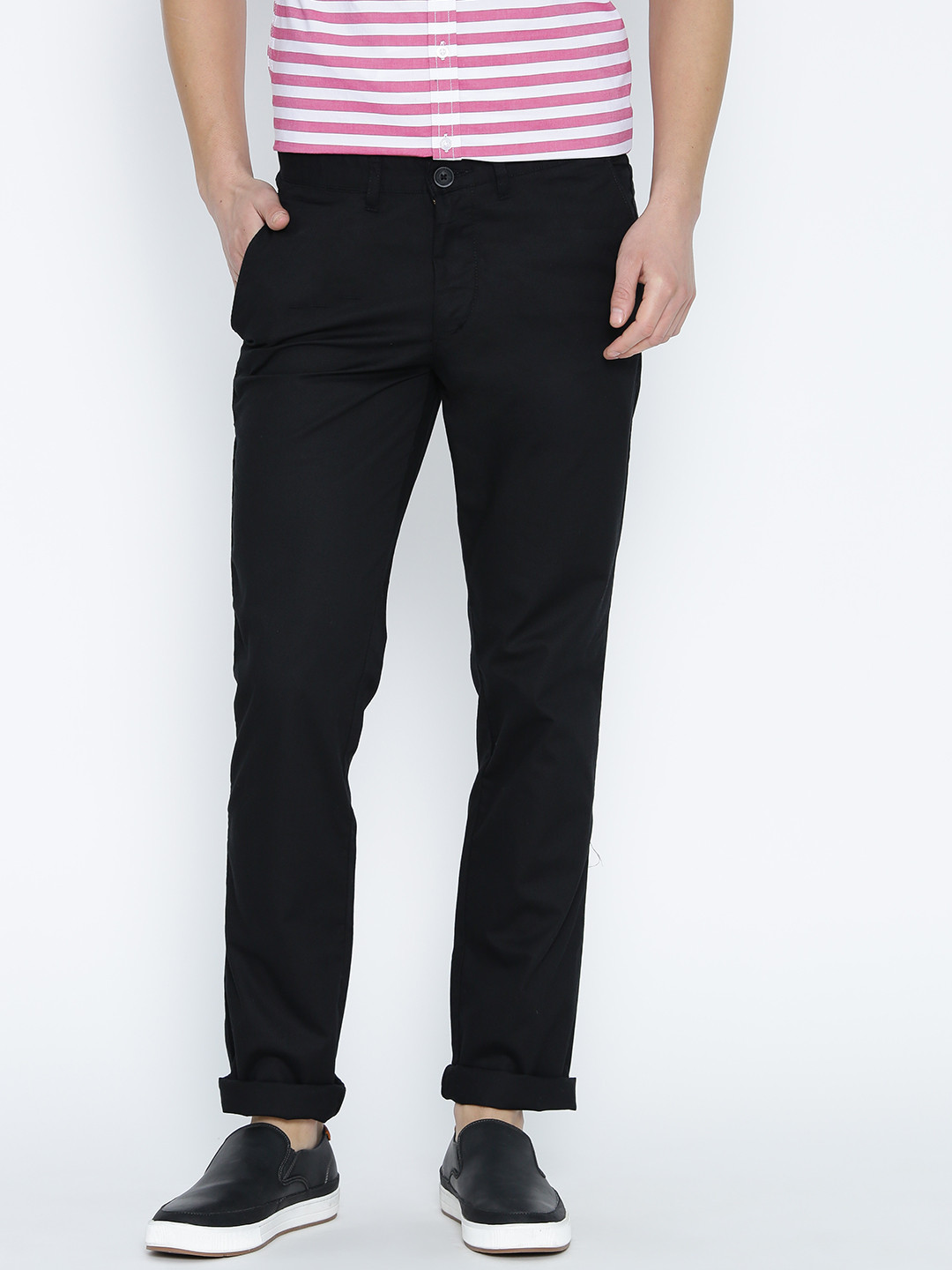 Buy John Players Men Black Slim Fit 