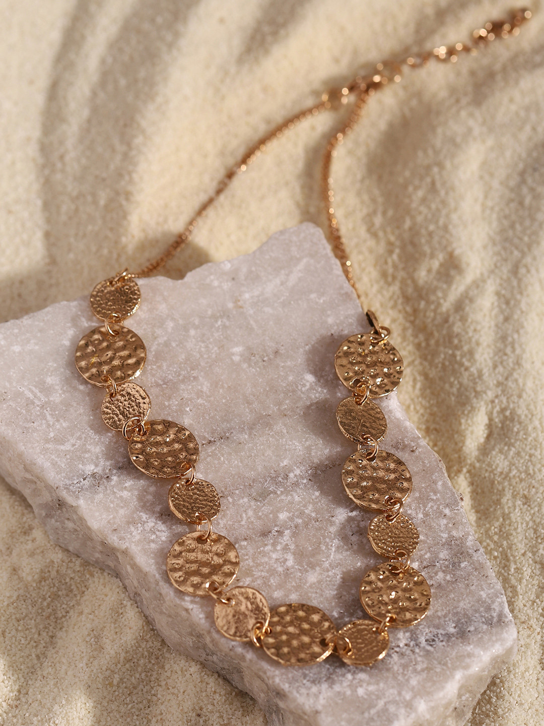 DEEBACO Gold-Toned Rose Gold-Plated Coin Necklace