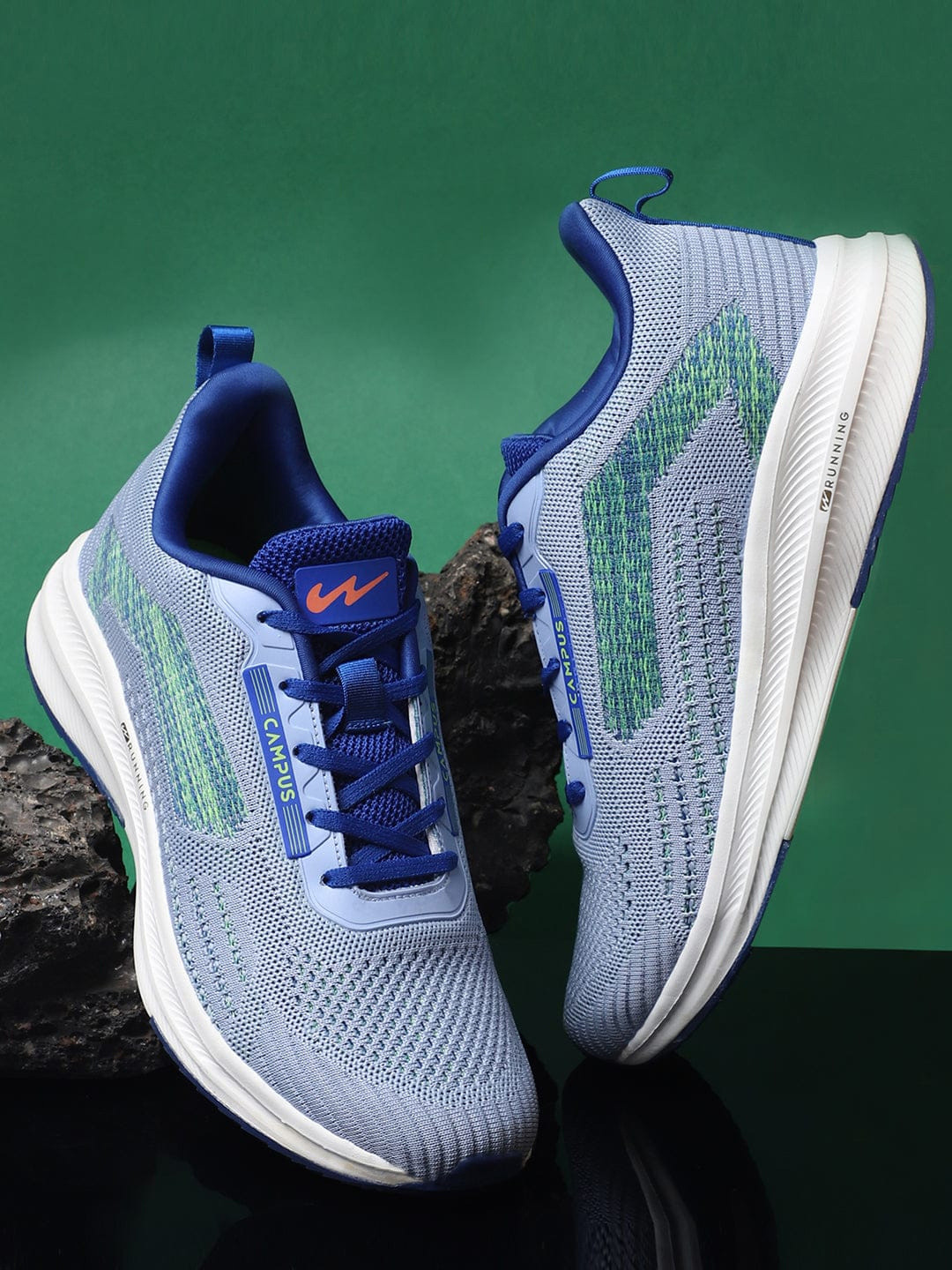 Campus Men CAMP AXEL Grey & Blue Mesh Running Shoes