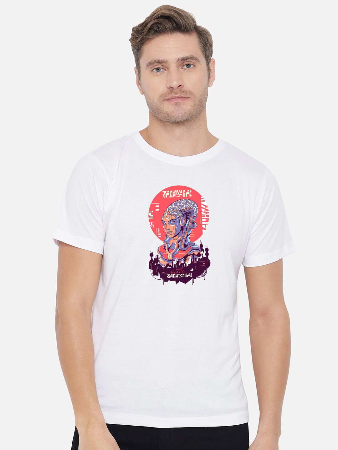 FFLIRTYGO Men White Printed Knitted T-shirt