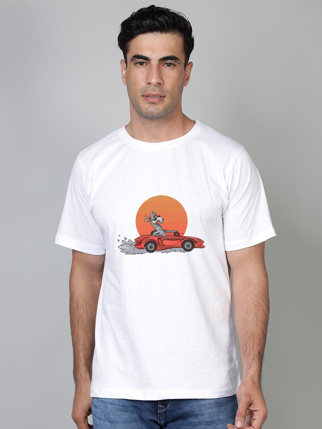 FFLIRTYGO Driving Sunset Graphic Cotton Round Neck Short Sleeves T-shirt