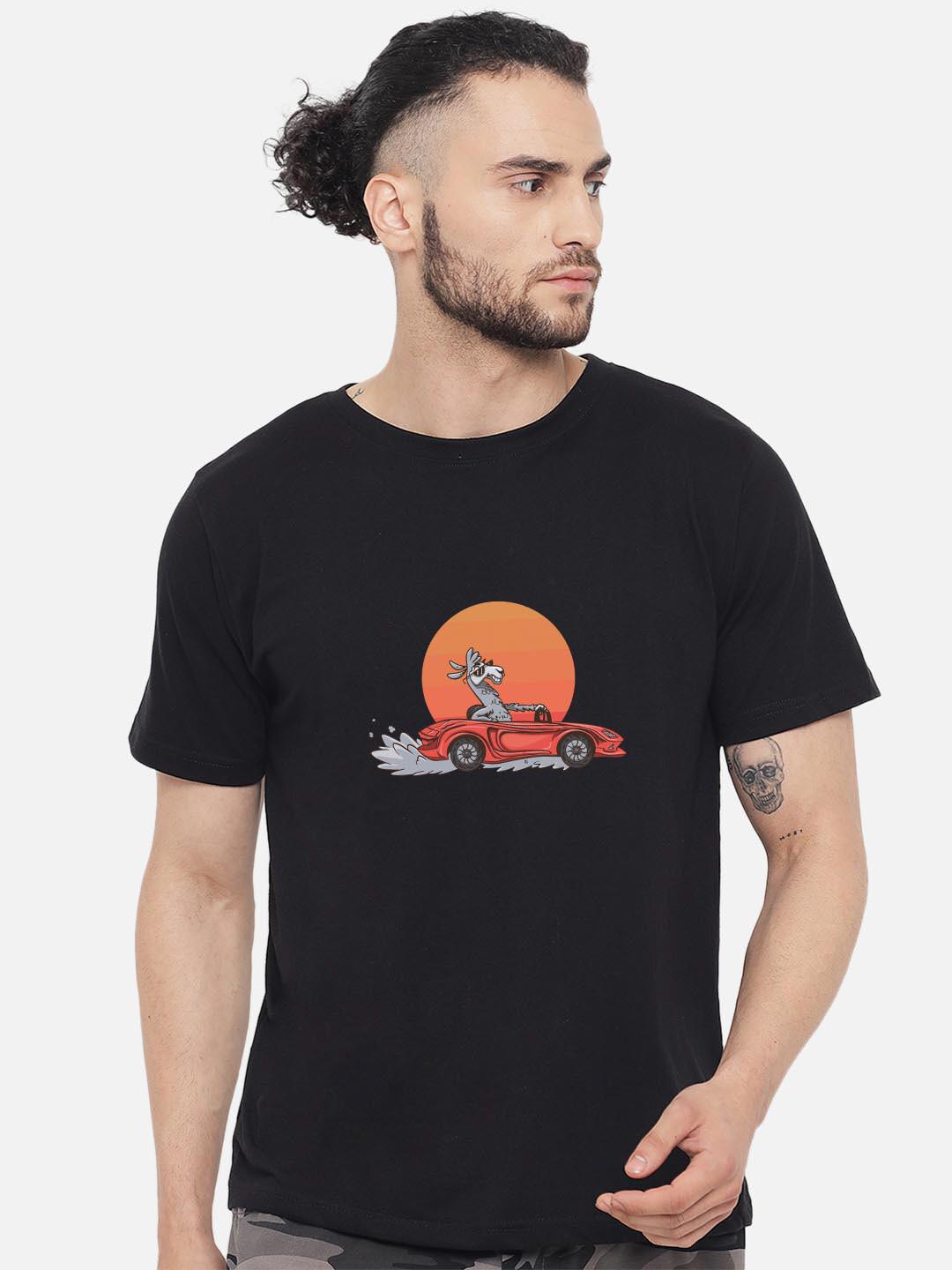 FFLIRTYGO Driving Sunset Graphic Cotton Round Neck Short Sleeves T-shirt