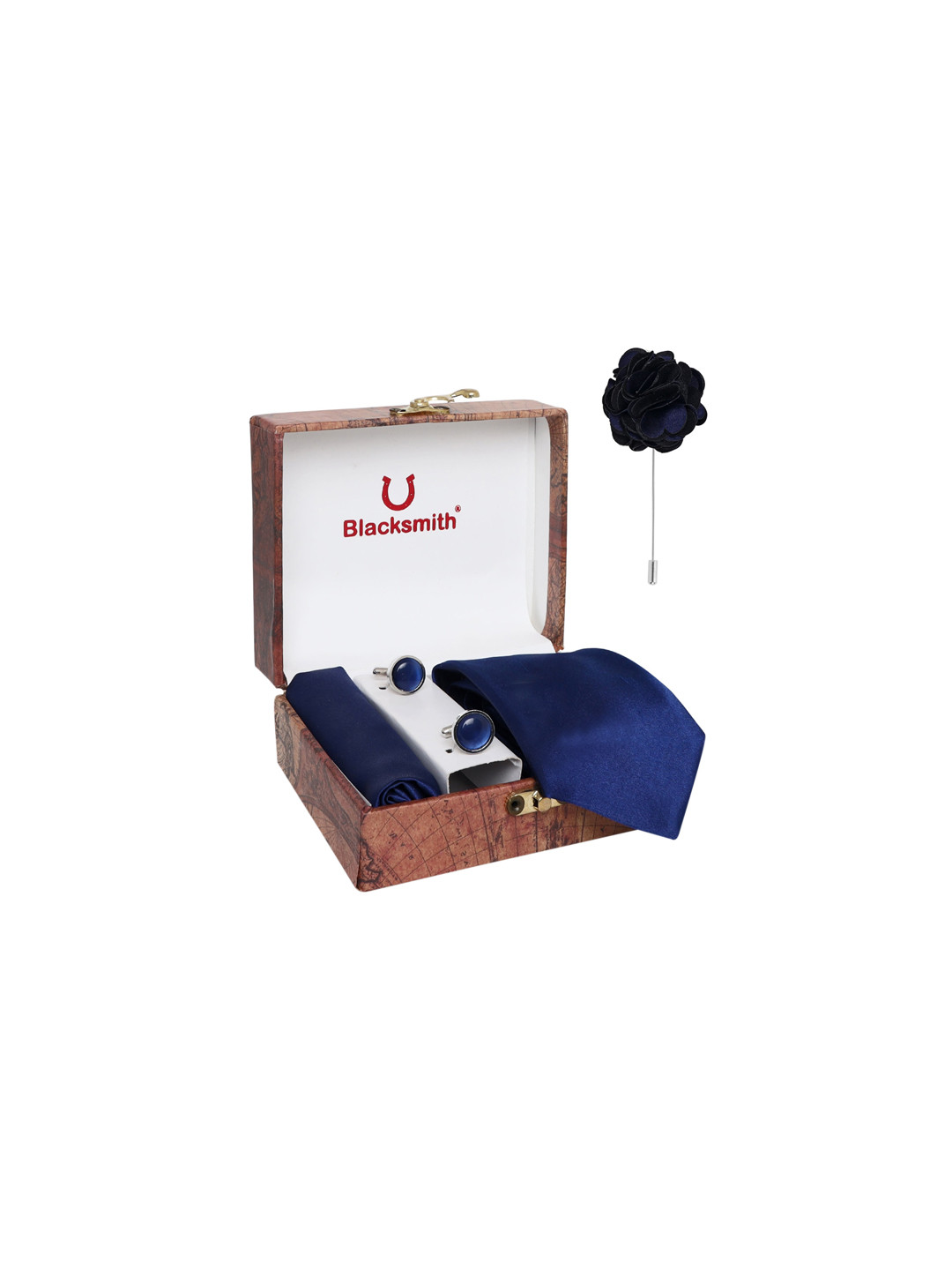 Blacksmith Men Blue Solid Accessory Gift Set