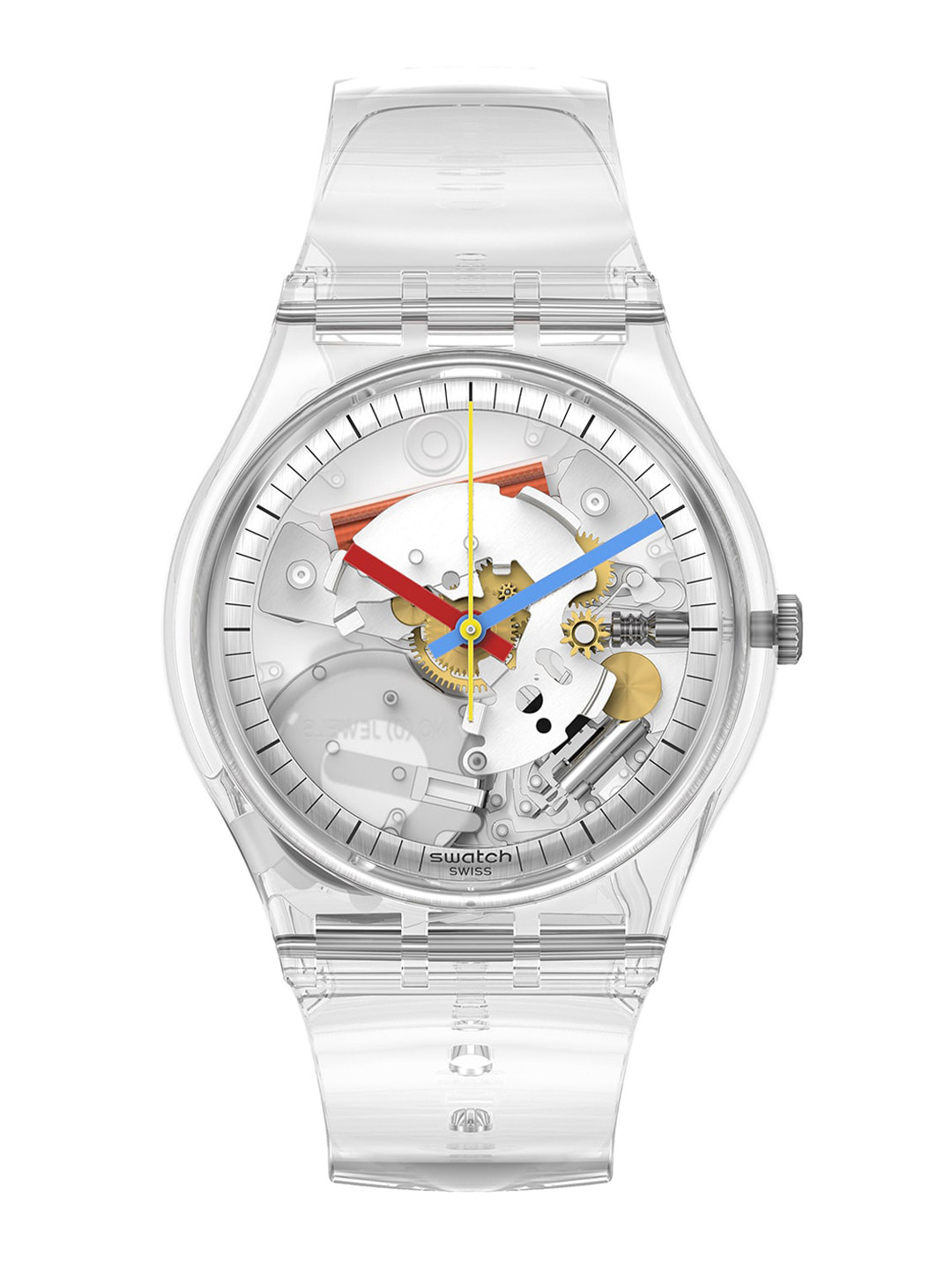 Swatch Unisex Transparent Printed Dial & Transparent Straps Analogue Watch SO28K100-Transparent