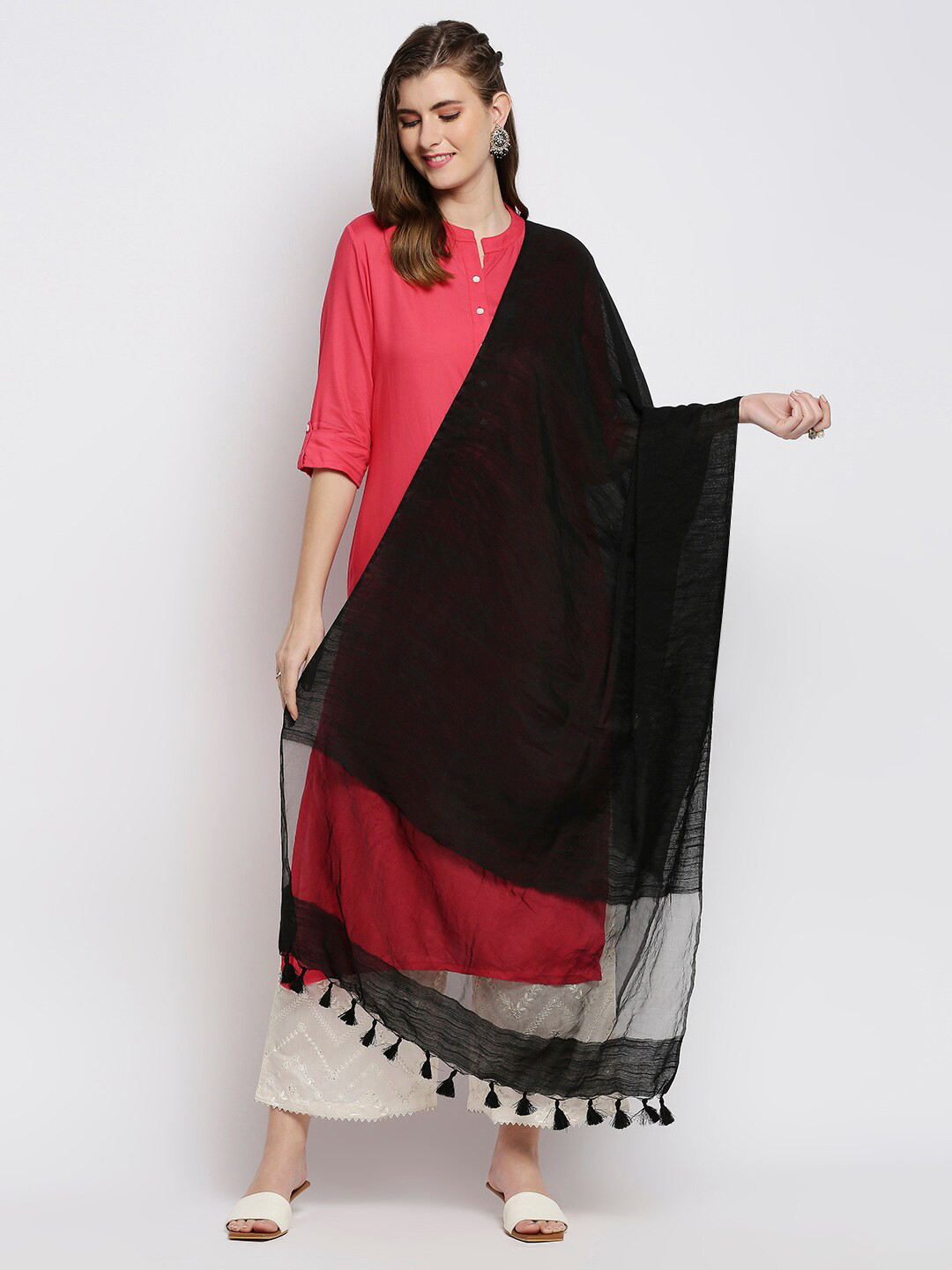 Dupatta Bazaar Black Linen Dupatta