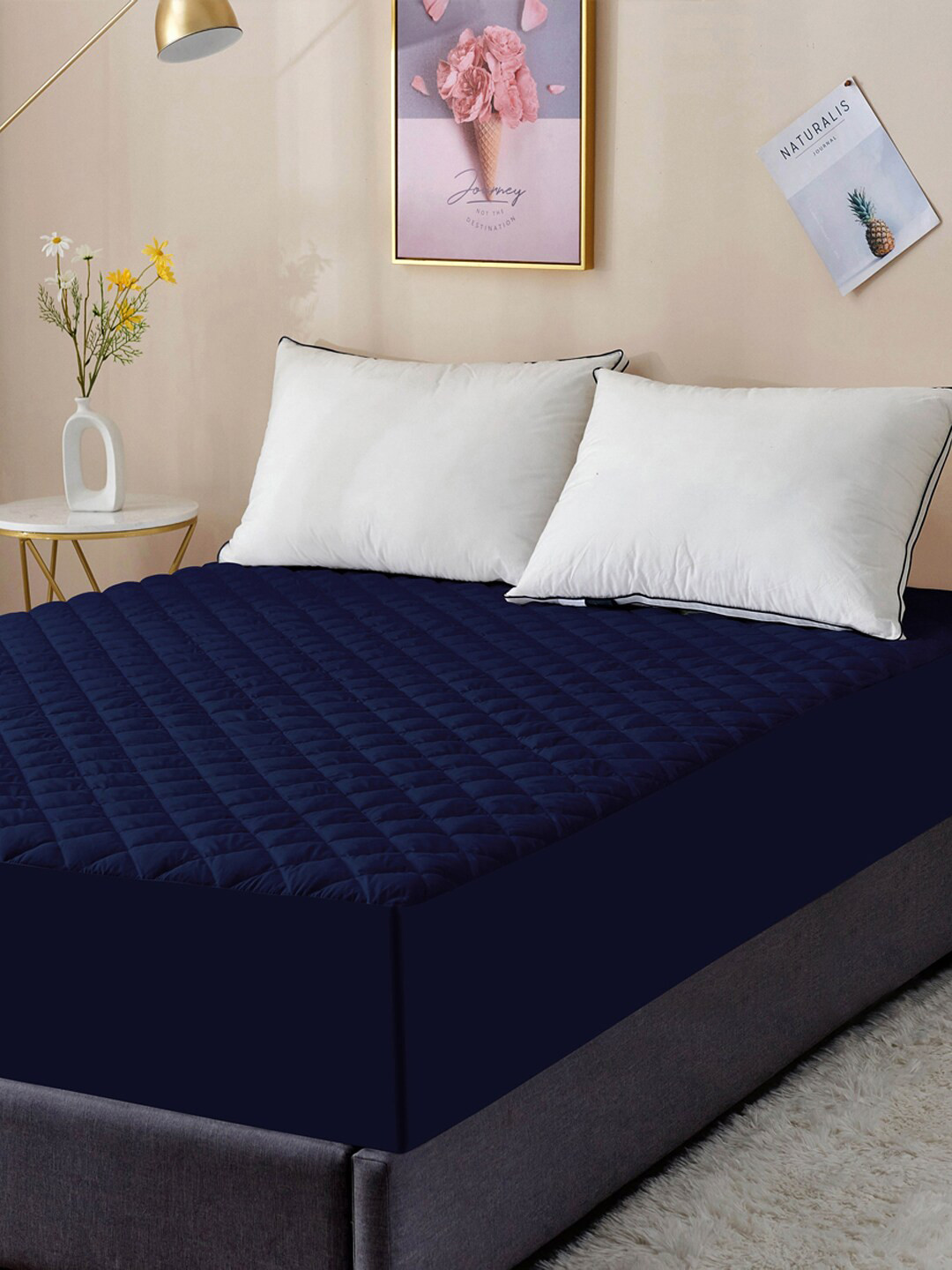 DREAM CARE Navy Blue Quilted King Sze Mattress Protector