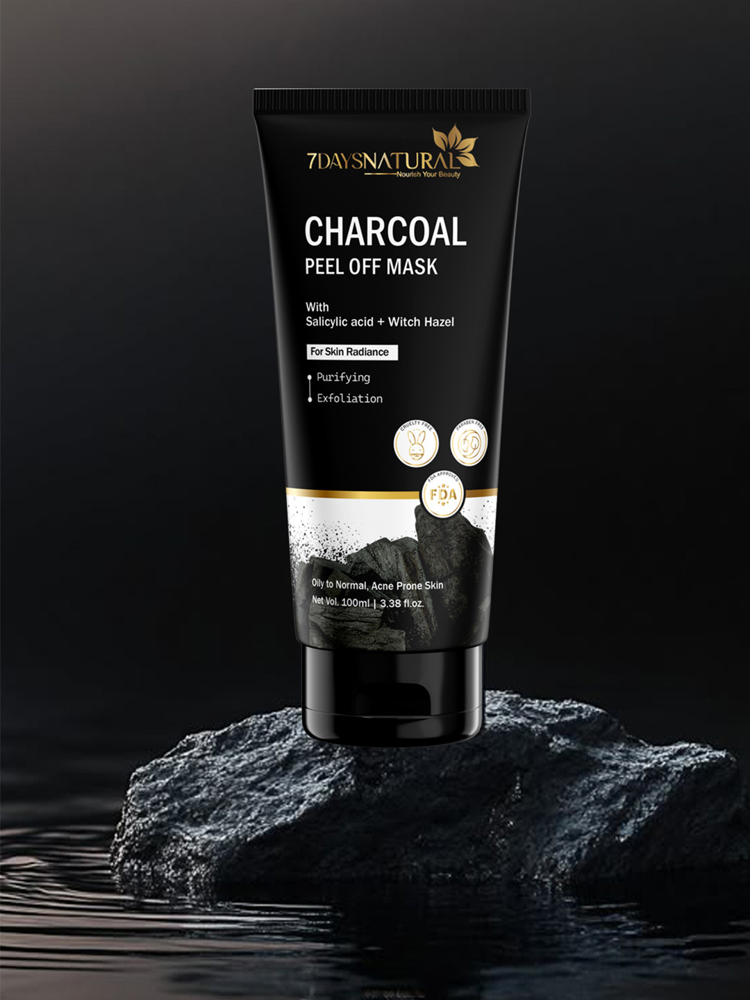 7DAYSNATURAL Black Charcoal Peel-Off Mask For Face - 100ml