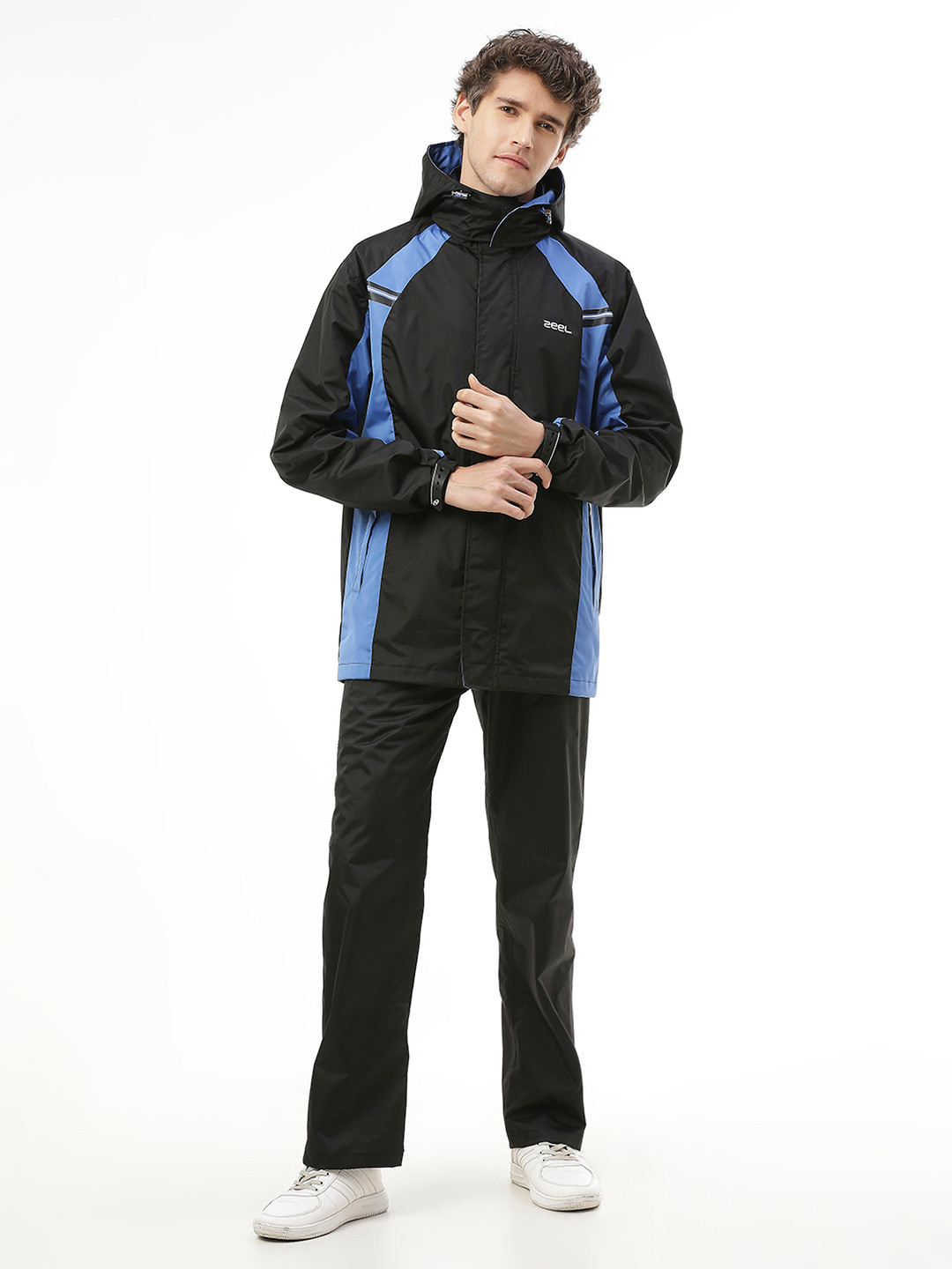 Zeel Men Black & Blue ColorBlocked Rain Suit
