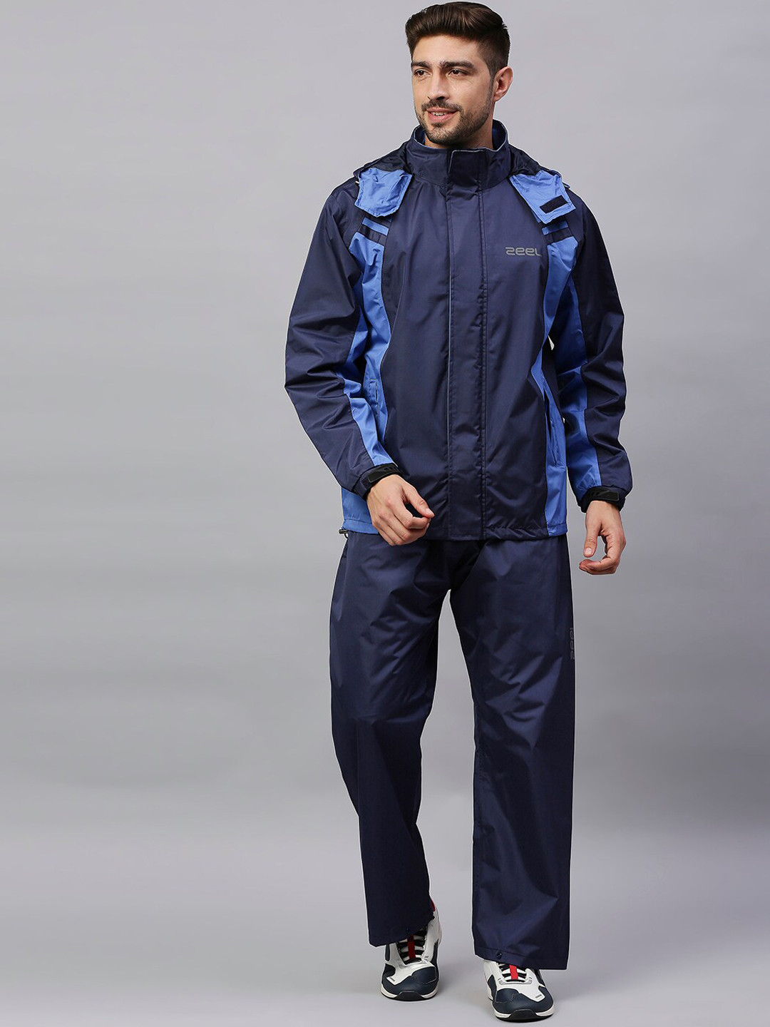 Zeel Men Navy Blue Bikers Rain Suit
