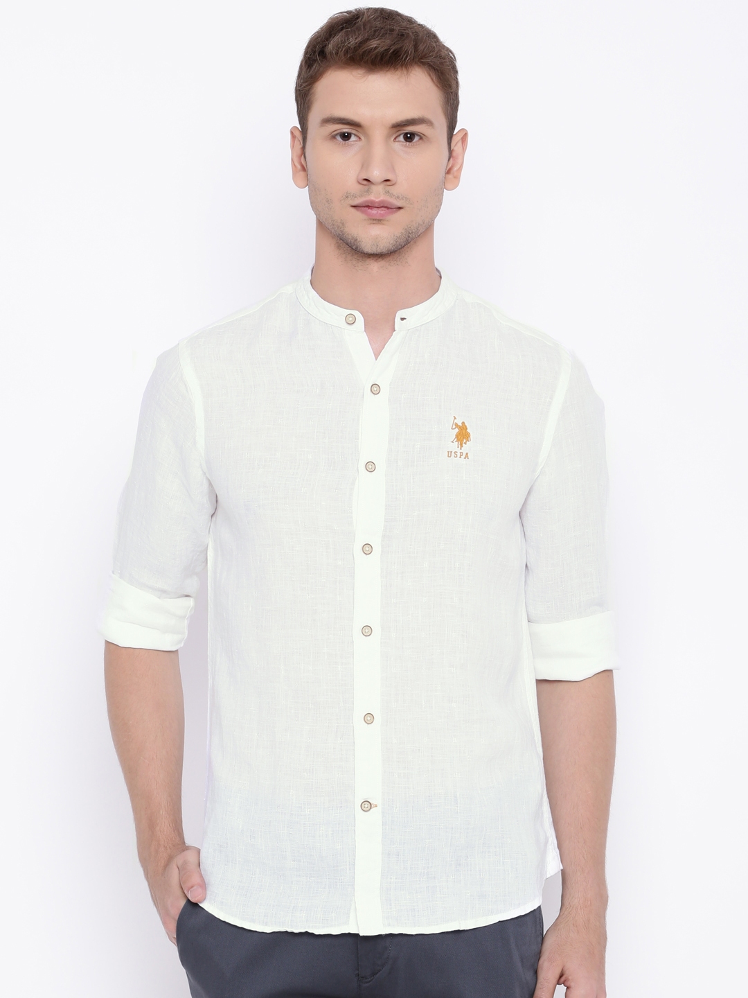 us polo white linen shirt