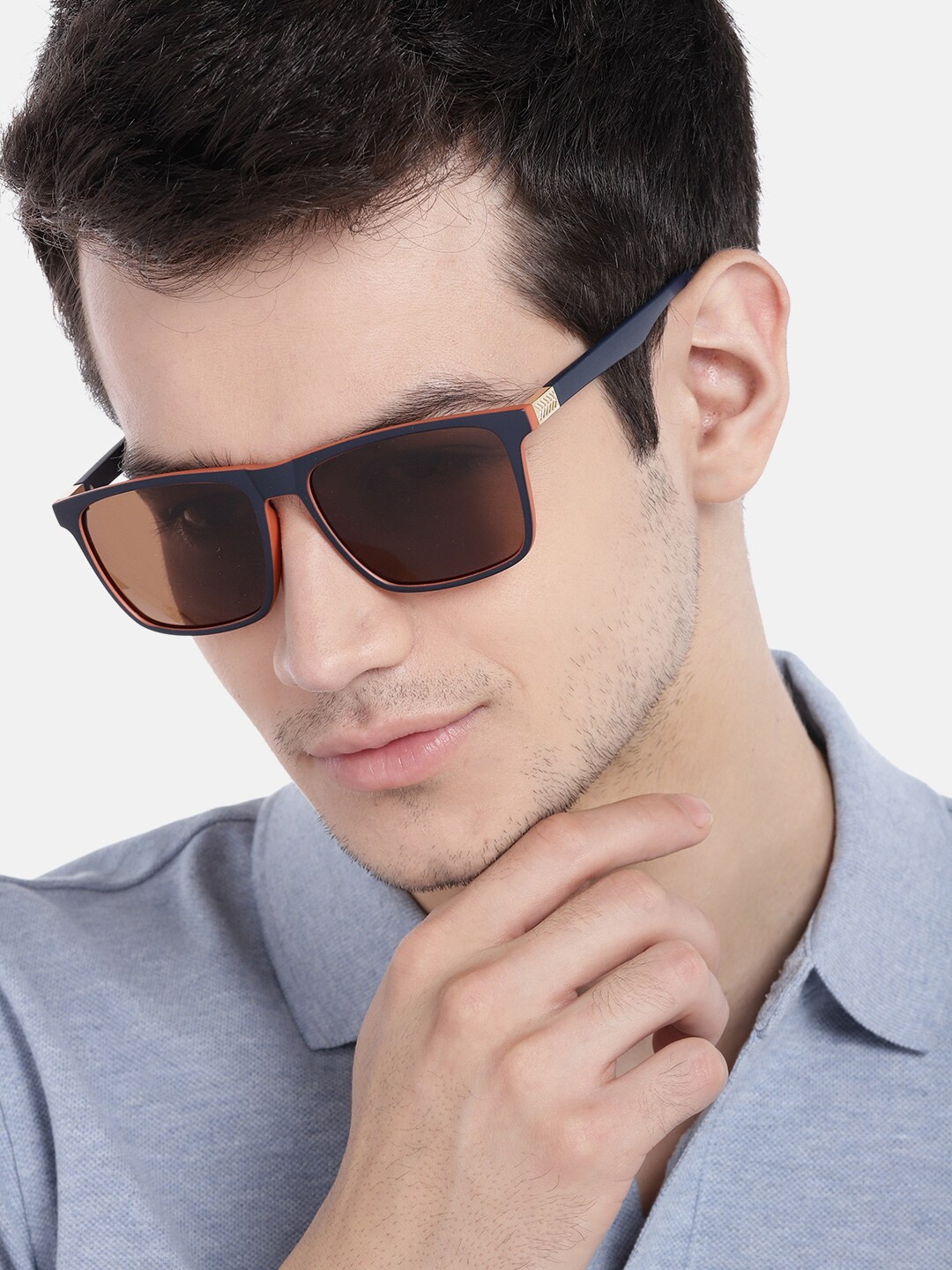 Carlton London Men Brown Lens & Blue Wayfarer Sunglasses CLSM023