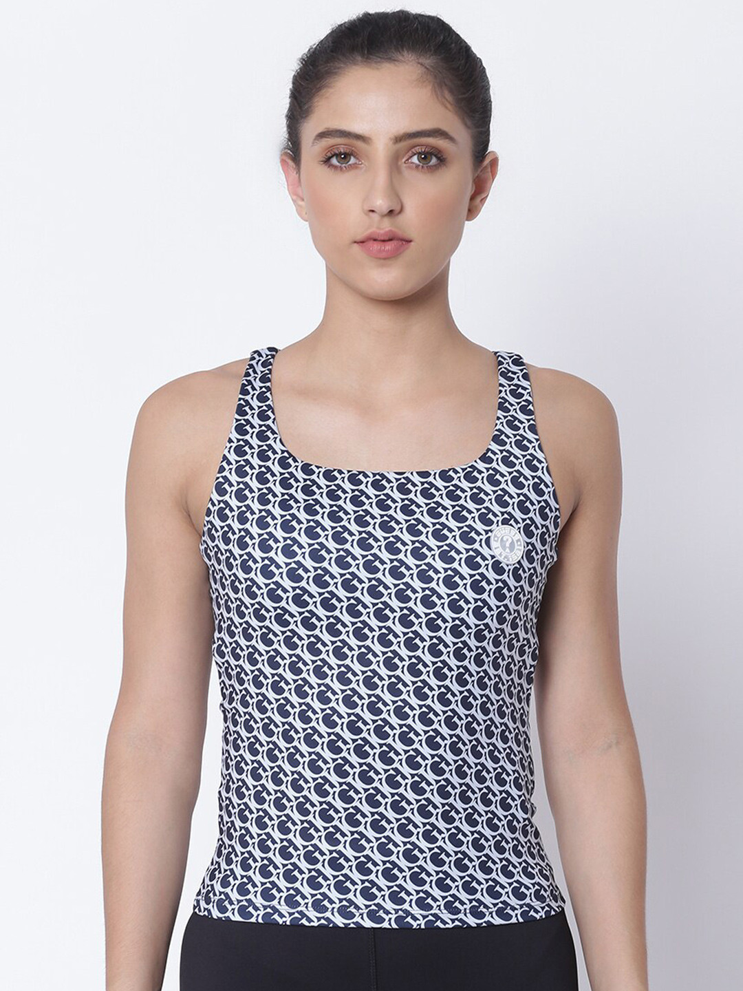 GUESS Blue & White Typography Bra