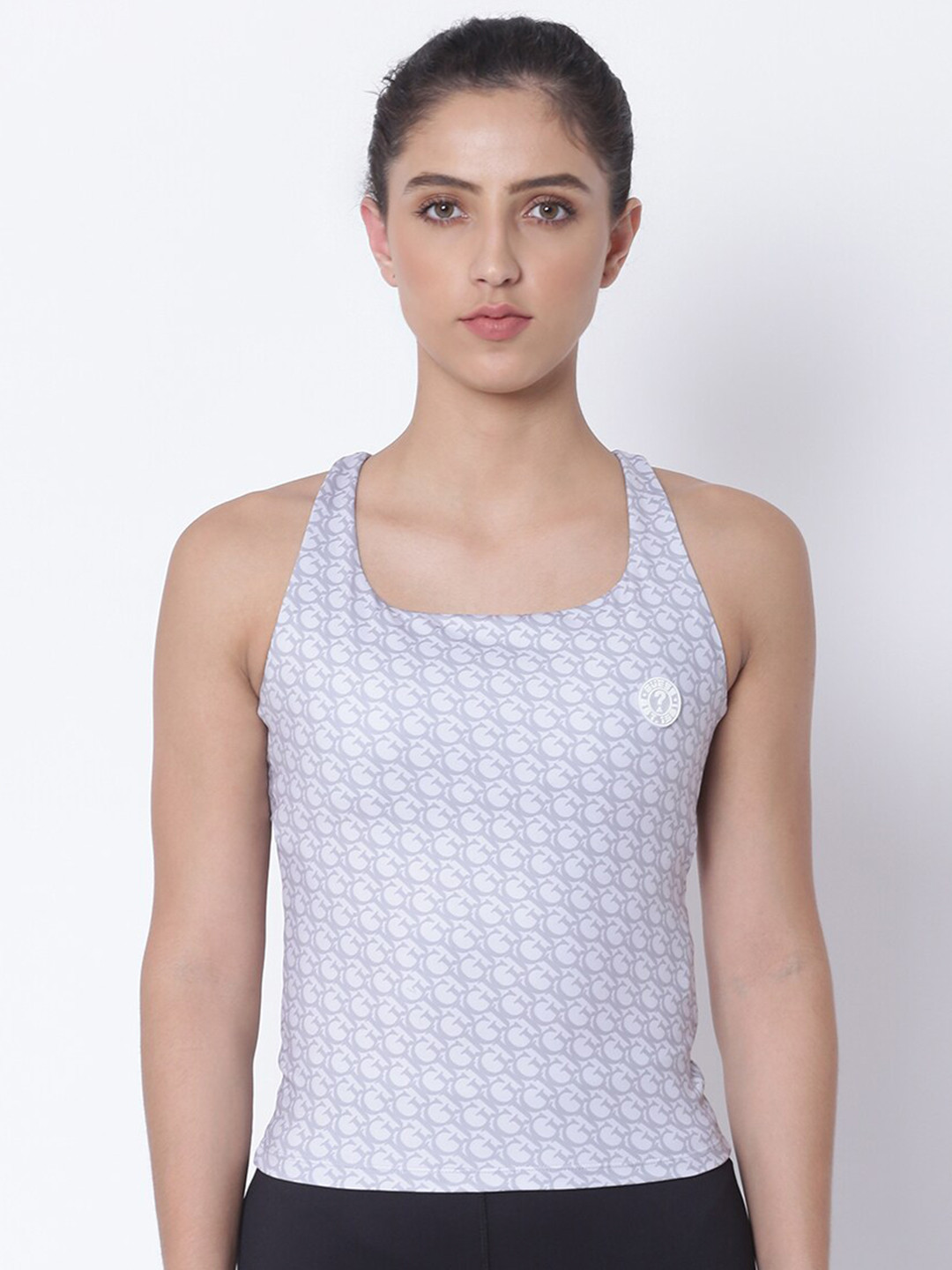 GUESS Grey & White Geometric Bra