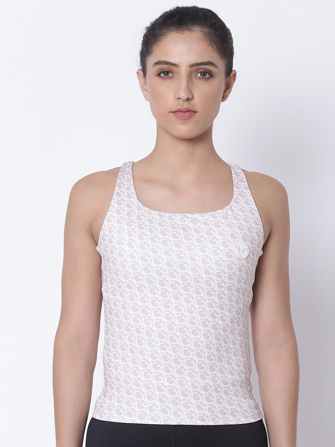GUESS Cream-Coloured & White Typography Bra