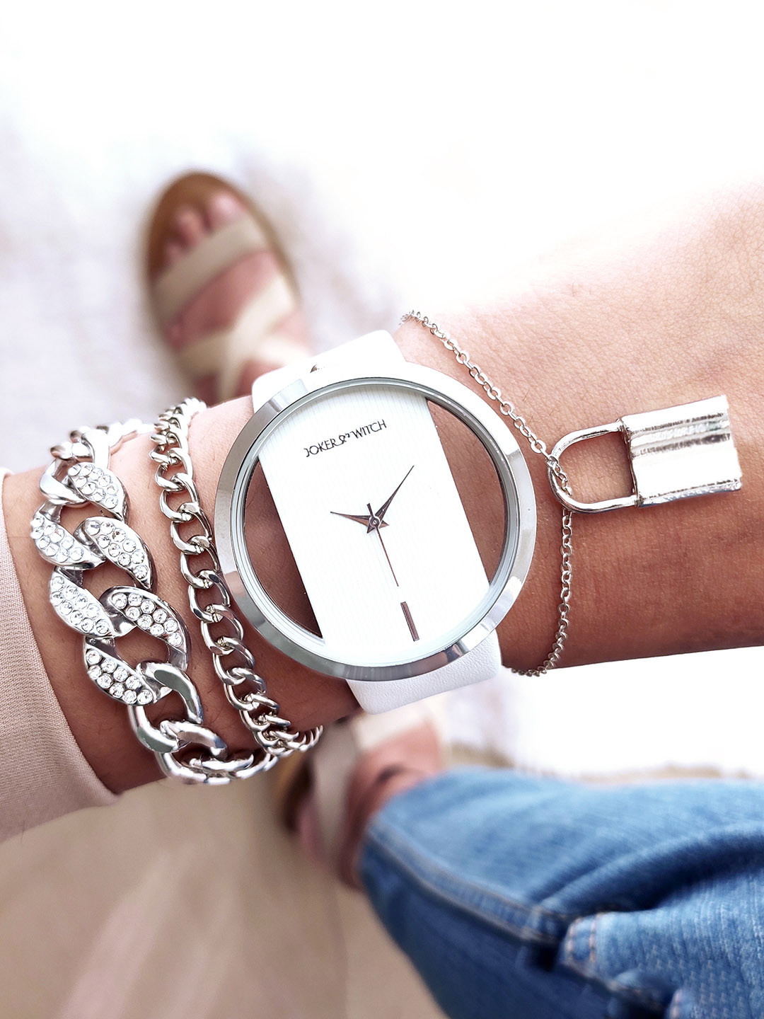 JOKER & WITCH Women White Watch Gift Set