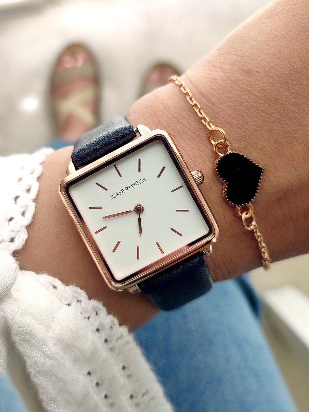 JOKER & WITCH Women Black & White Watch Gift Set JWBS602