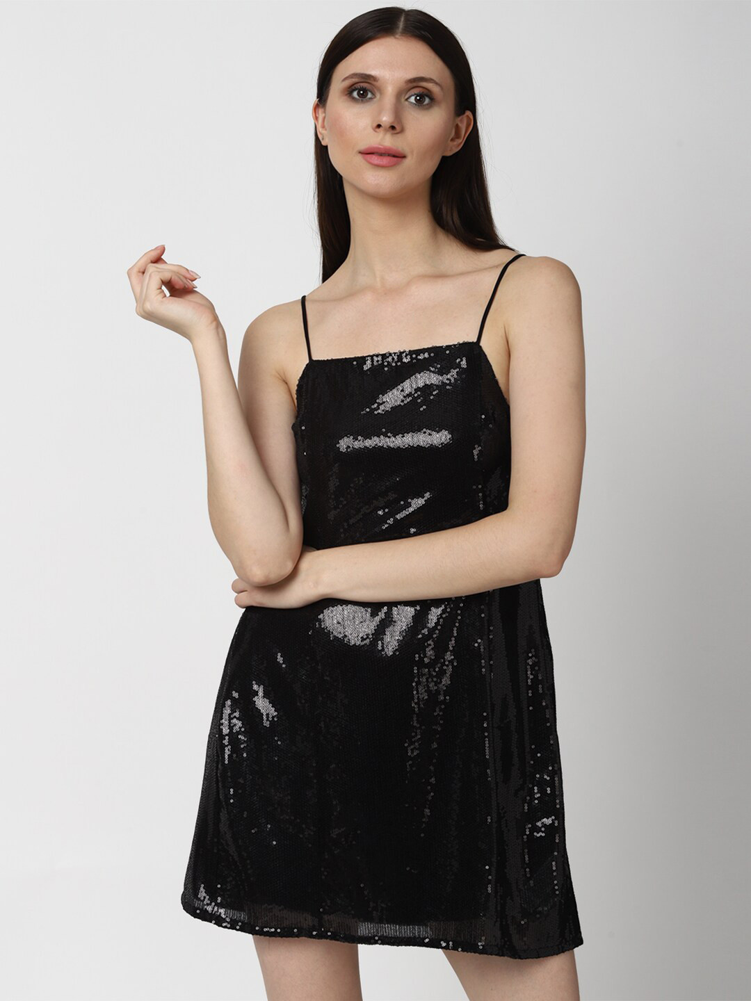 FOREVER 21Women's Black Embellished A-Line Mini Dress