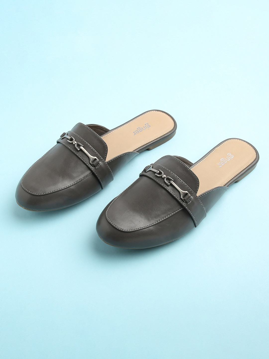 Ginger by Lifestyle Women Grey Mules Flats