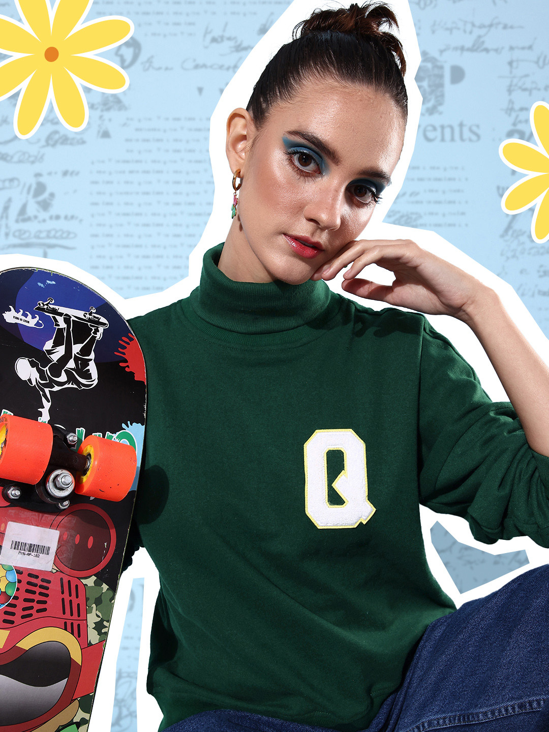 DressBerry Women Turtle Neck Long Sleeves Sweatshirt