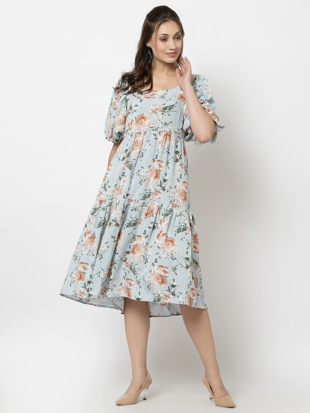 Gipsy Blue Floral Empire Midi Dress
