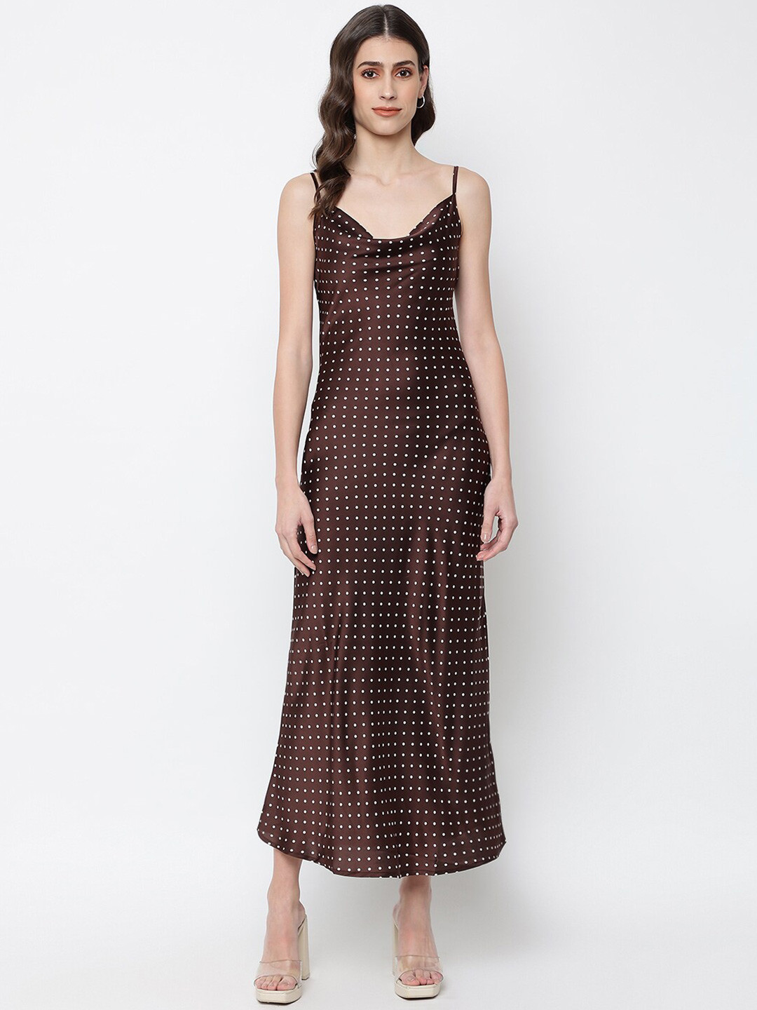 GUESS Brown Ethnic Motifs Maxi Dress