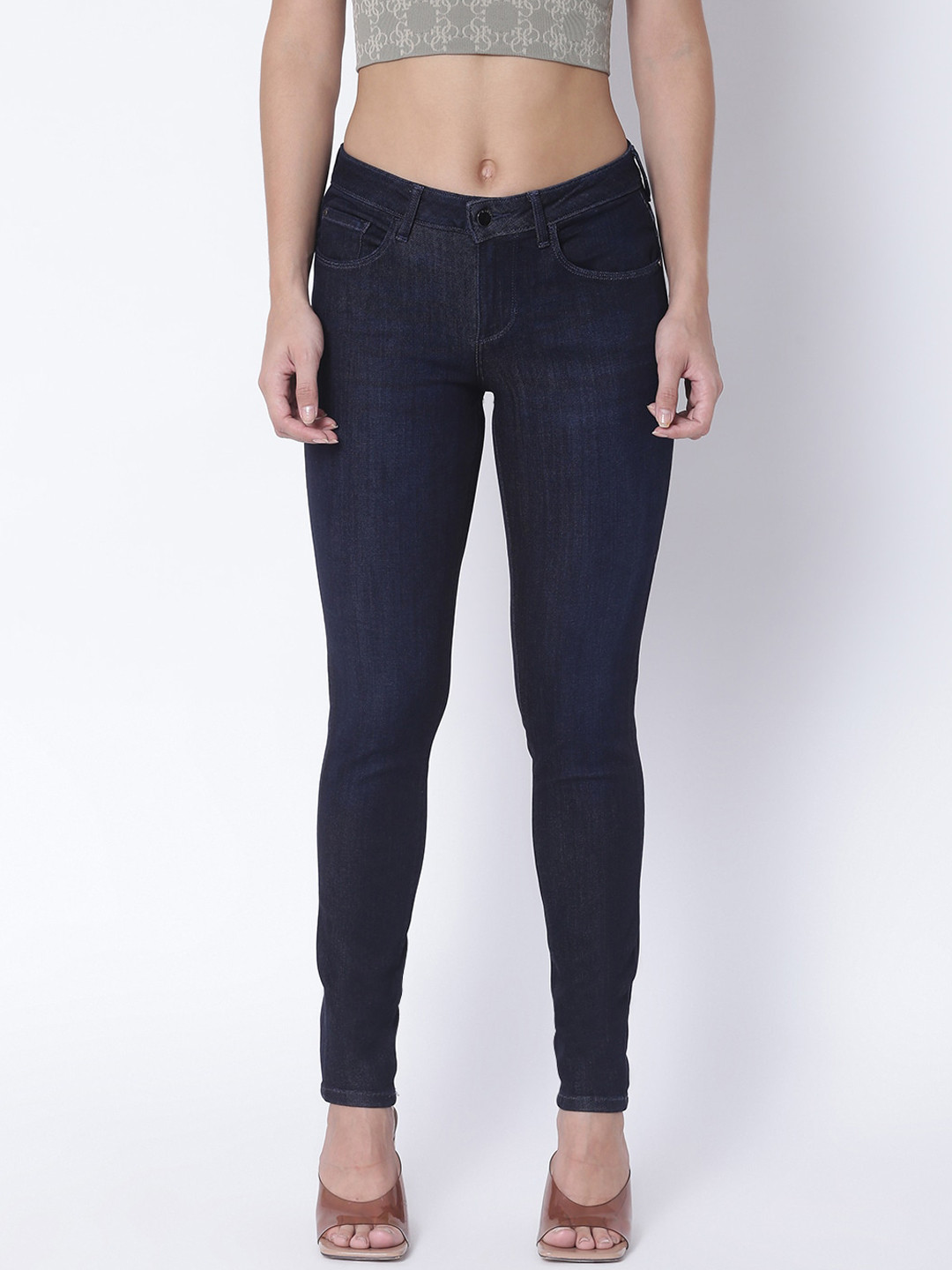 GUESS Women Navy Blue Skinny Fit Jeans