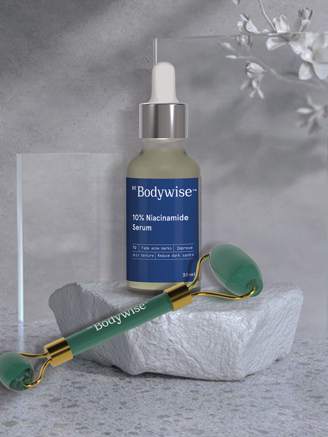 Be Bodywise Set of 10% Niacinamide Face Serum 30 ml & Jade Roller