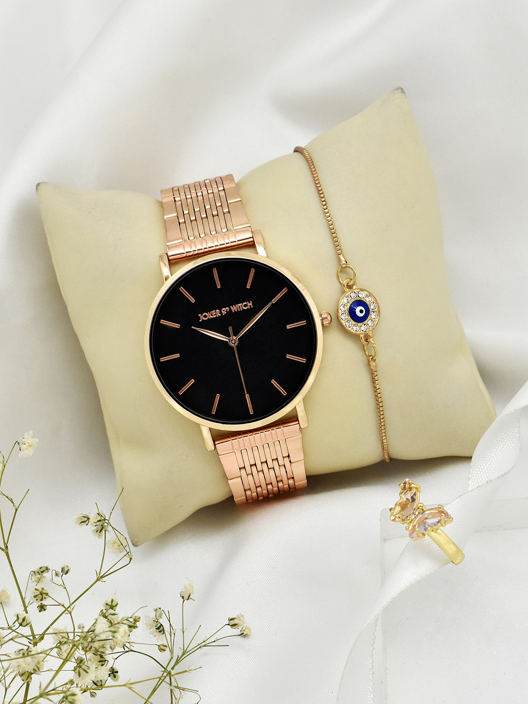 JOKER & WITCH Women Rose Gold Katniss Love Triangle Watch Gift Set