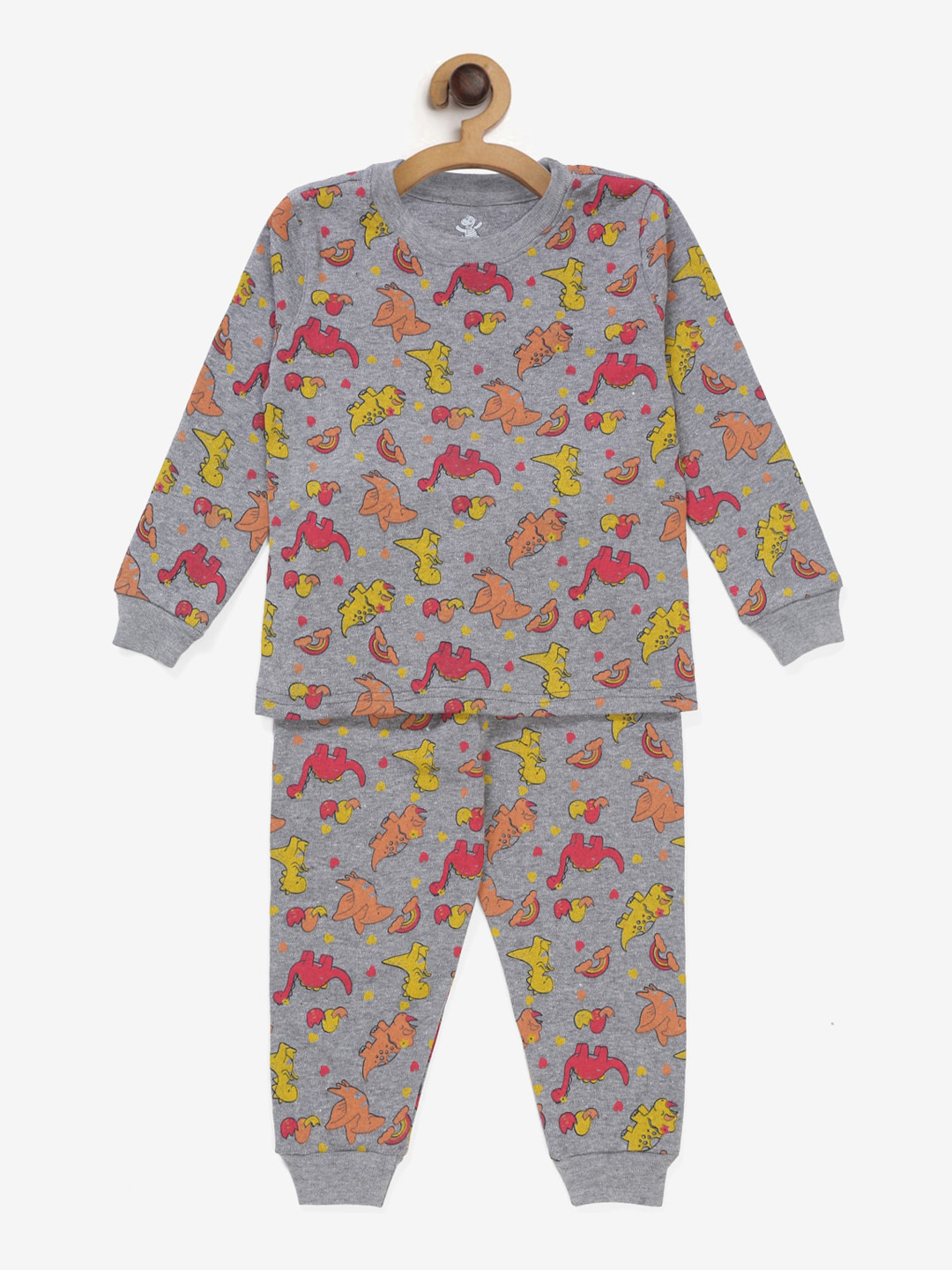 Hippodrome Boys Grey & Red Printed Pure Cotton Night suit