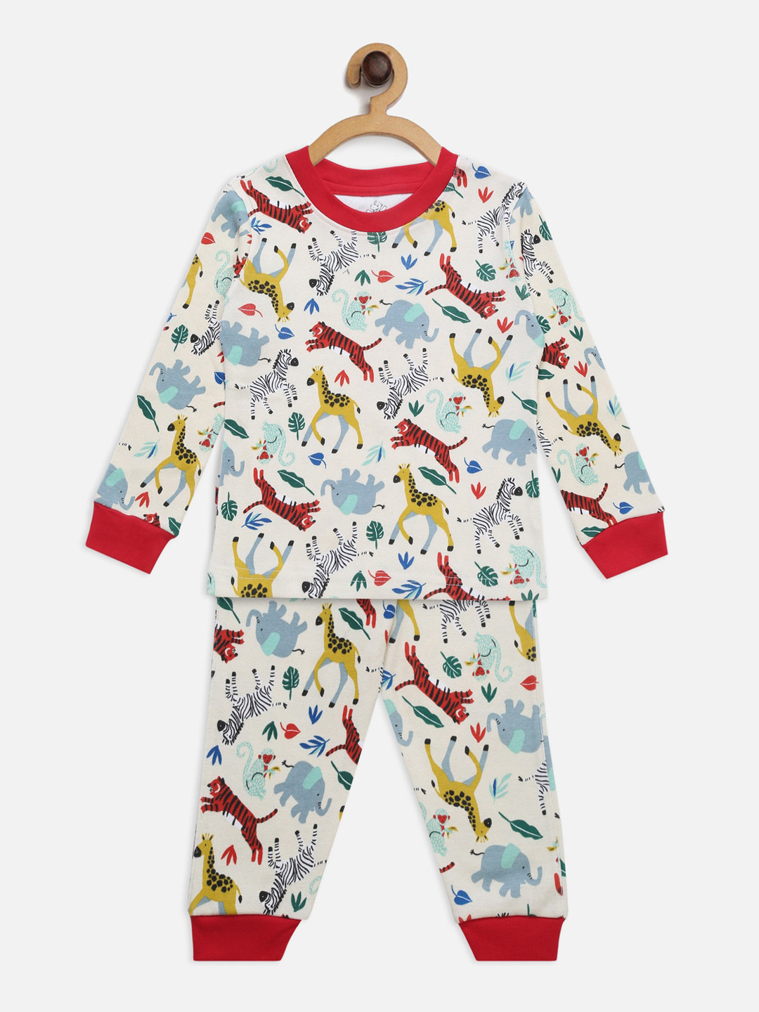 Hippodrome Kids Red & Blue Printed Cotton Night suit
