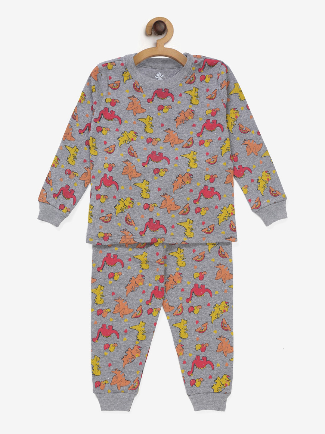 Hippodrome Boys Grey & Red Humour and Comic Printed Pure Cotton Night suit